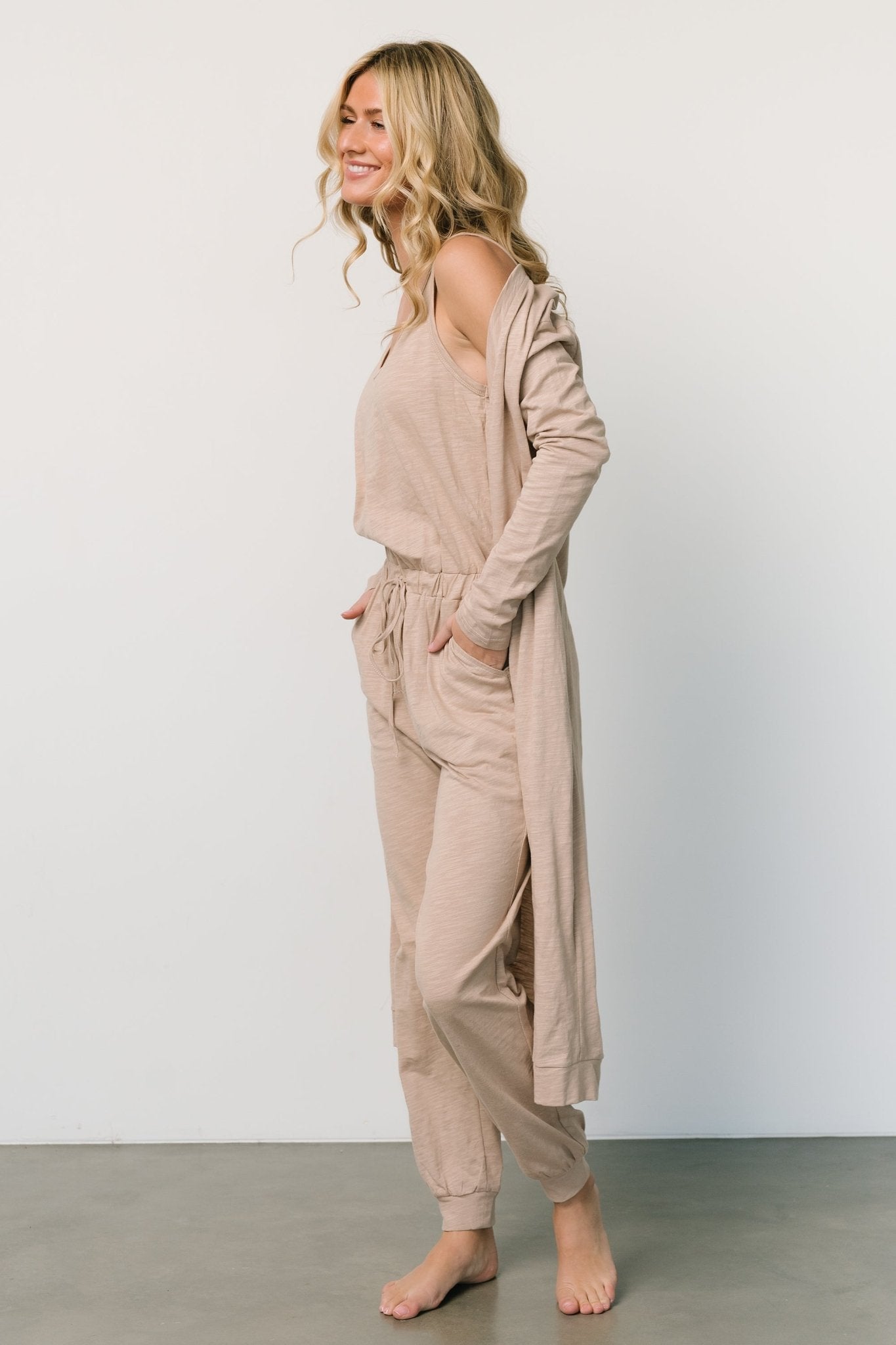 Janae Jumpsuit + Cardigan Set | Oatmeal Free Shipping Online