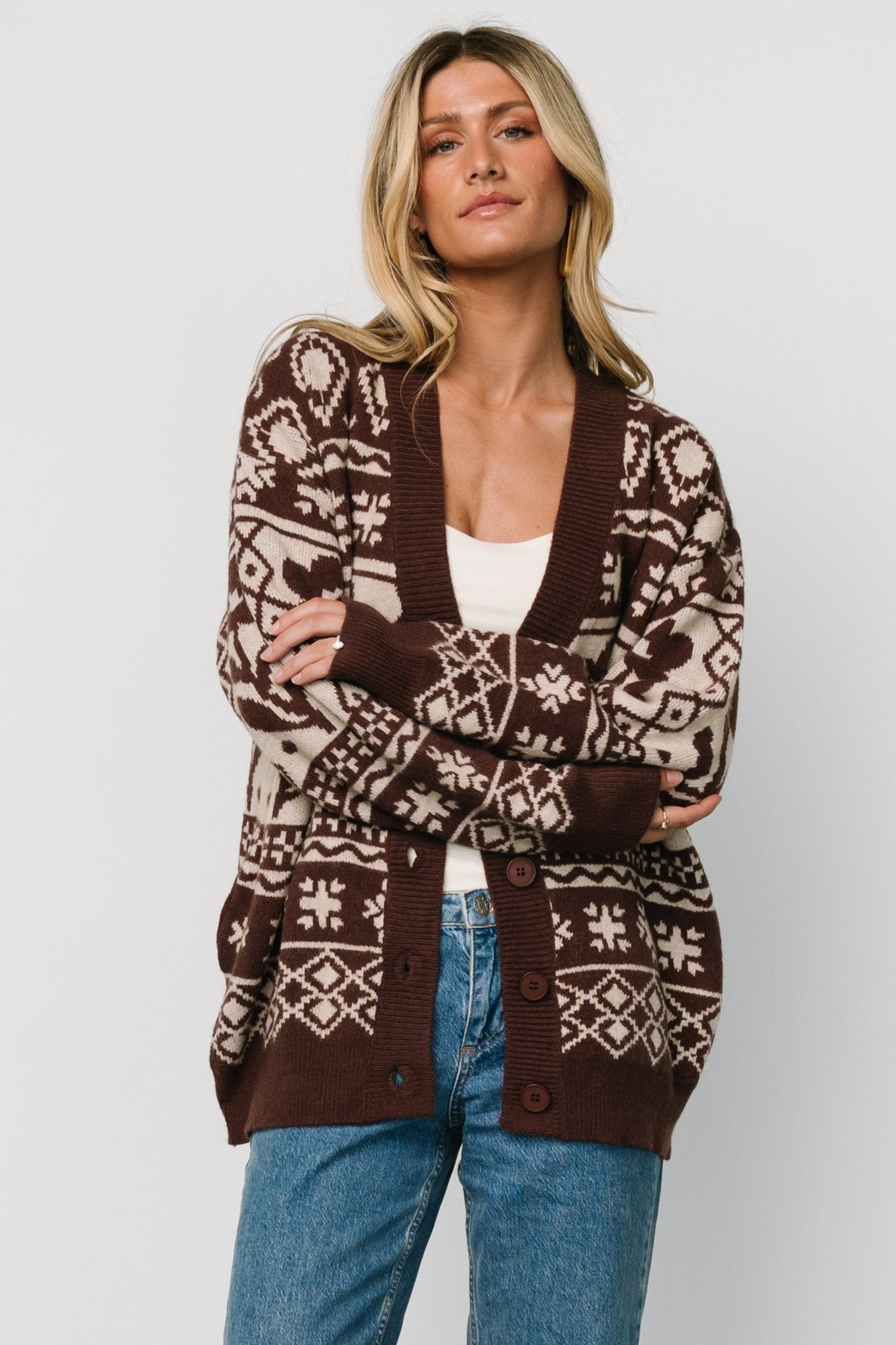 Jackson Oversized Cardigan | Dark Mocha Print Purchase Cheap Pice