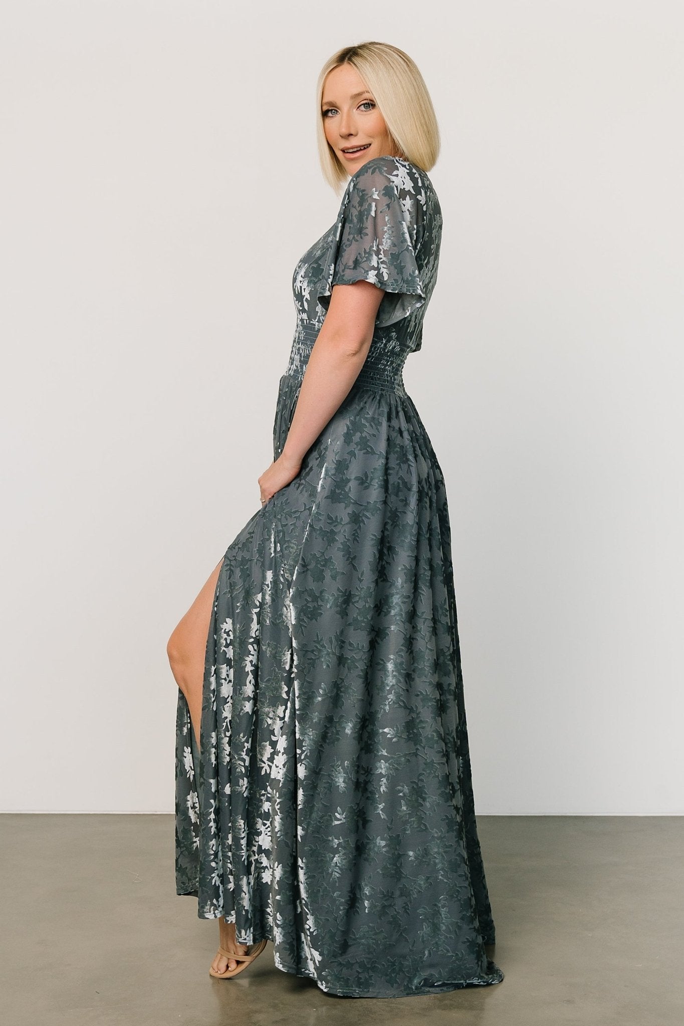 Veronica Velvet Maxi Dress | Slate Blue Cheap Sale 100% Authentic