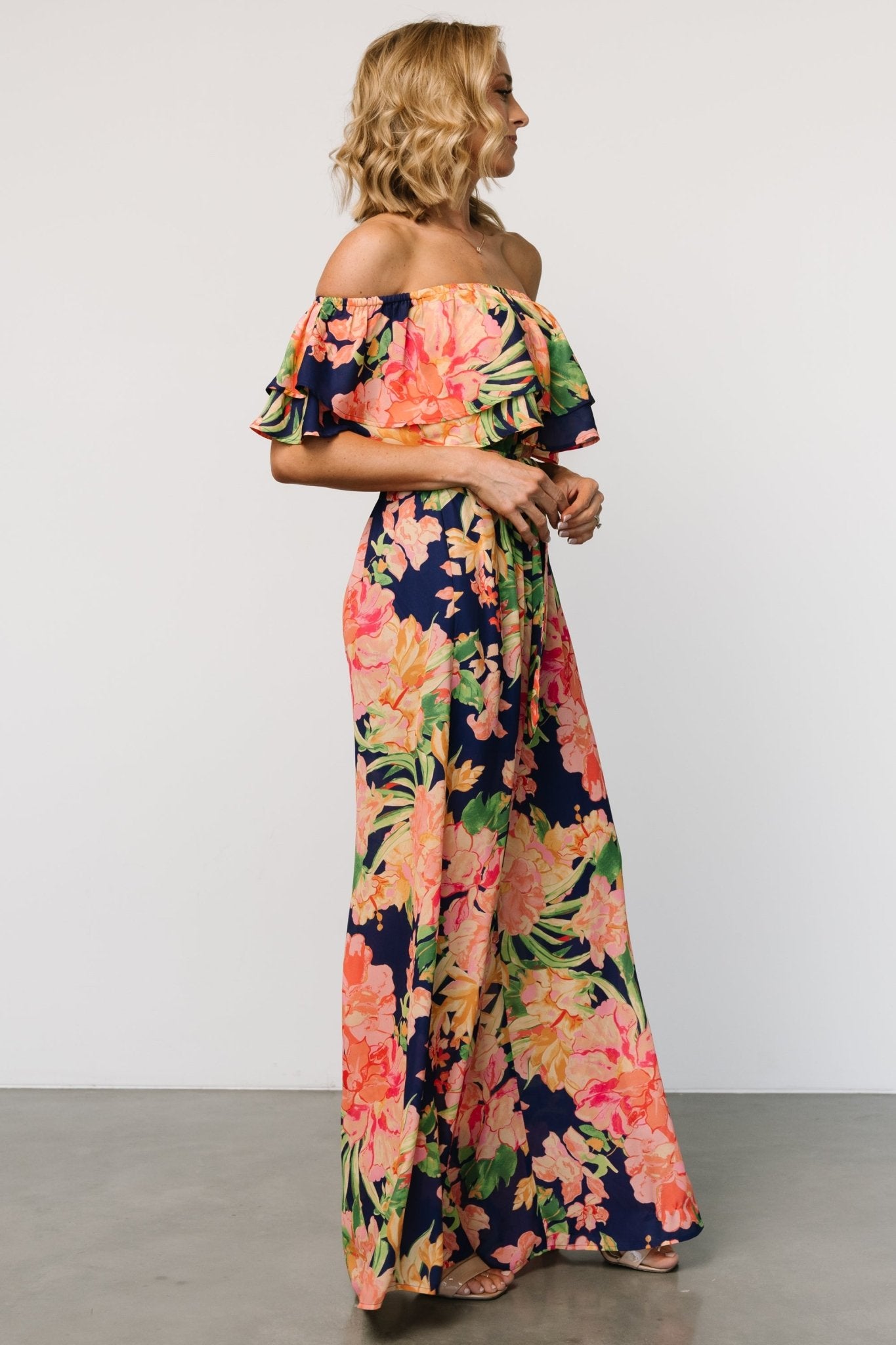 Capistrano Ruffle Jumpsuit | Navy Floral Outlet Huge Surprise