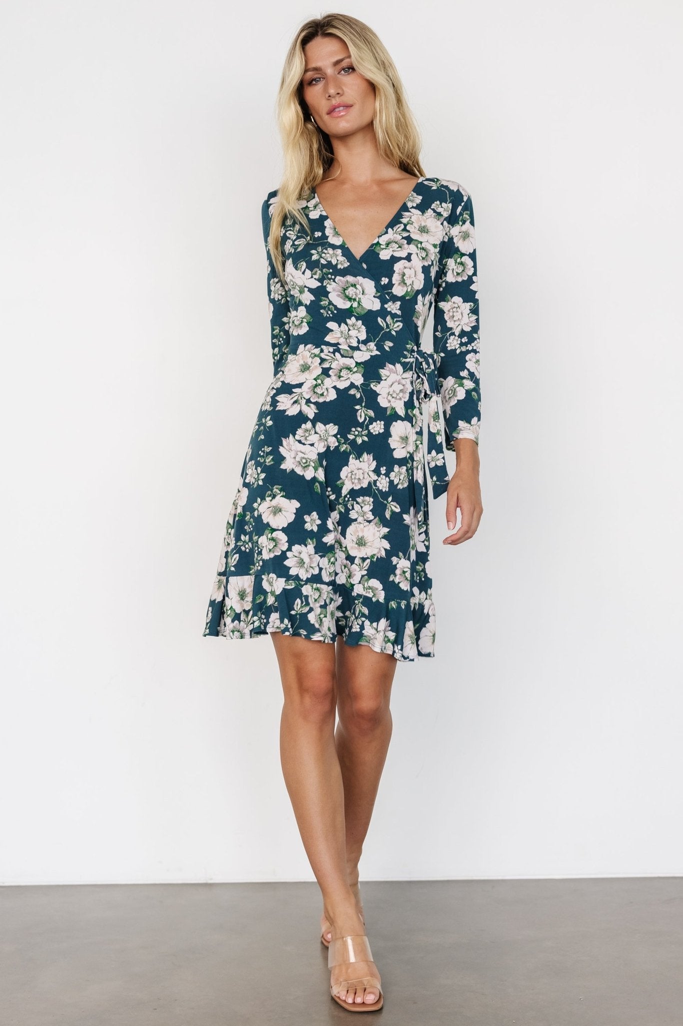 Declan Short Dress | Dark Green Floral For Sale