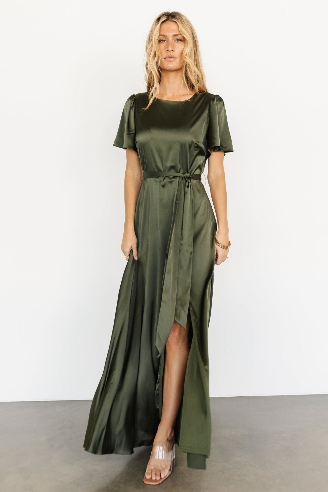 Agnes Satin Maxi Dress | Juniper Green Best Wholesale