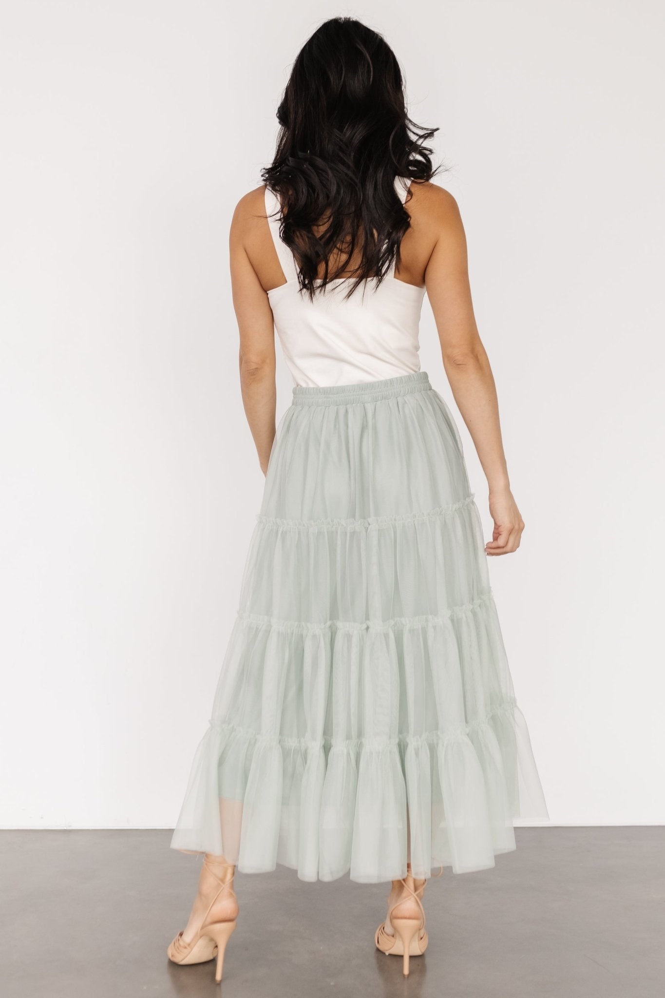 Galena Tulle Skirt | Light Sage Clearance With Credit Card