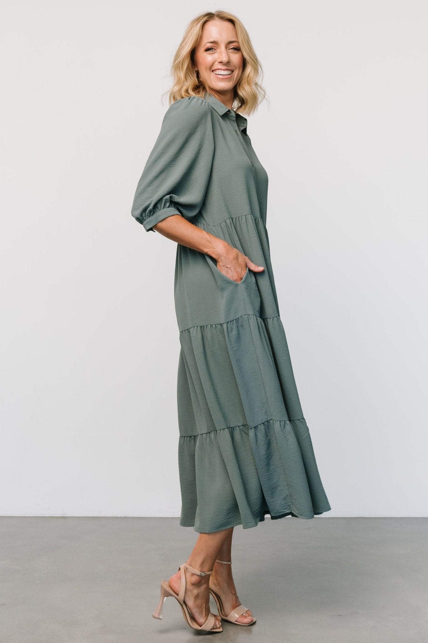 Sandy Button Tiered Dress | Jade Marketable Sale Online