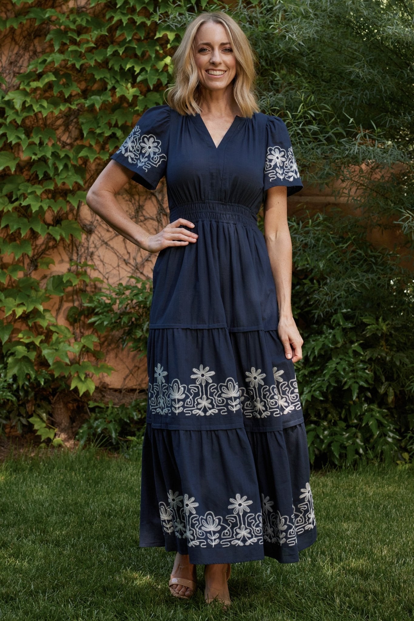 Kennedy Embroidered Maxi Dress | Blue Low Cost Sale Online