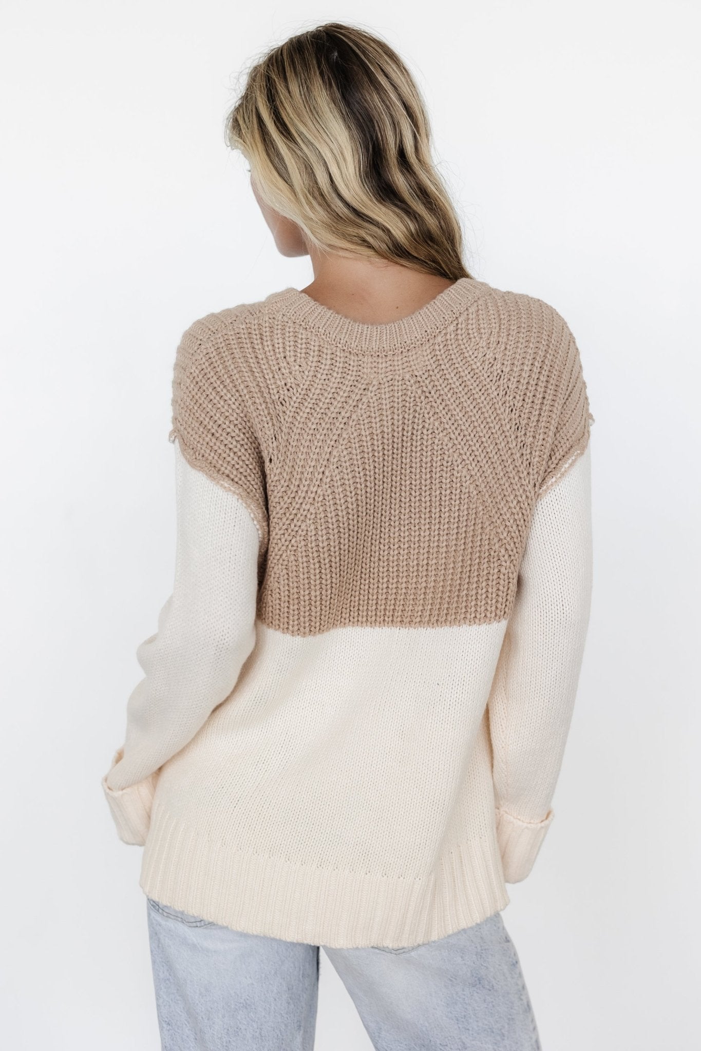 Mabel Cuffed Sweater | Cream + Taupe Sale 100% Guaranteed