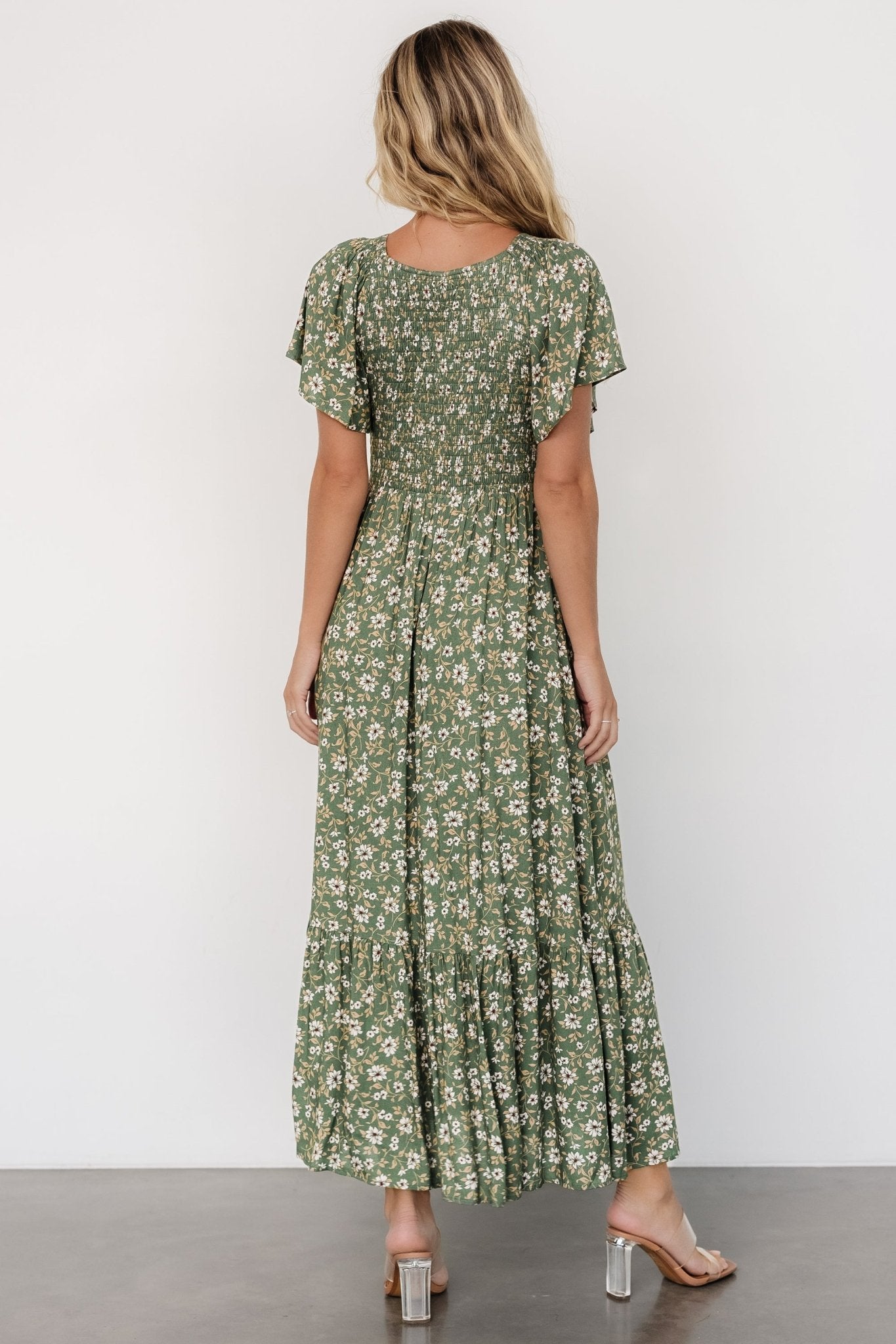 Joanie Smocked Dress | Green Floral Best Deals