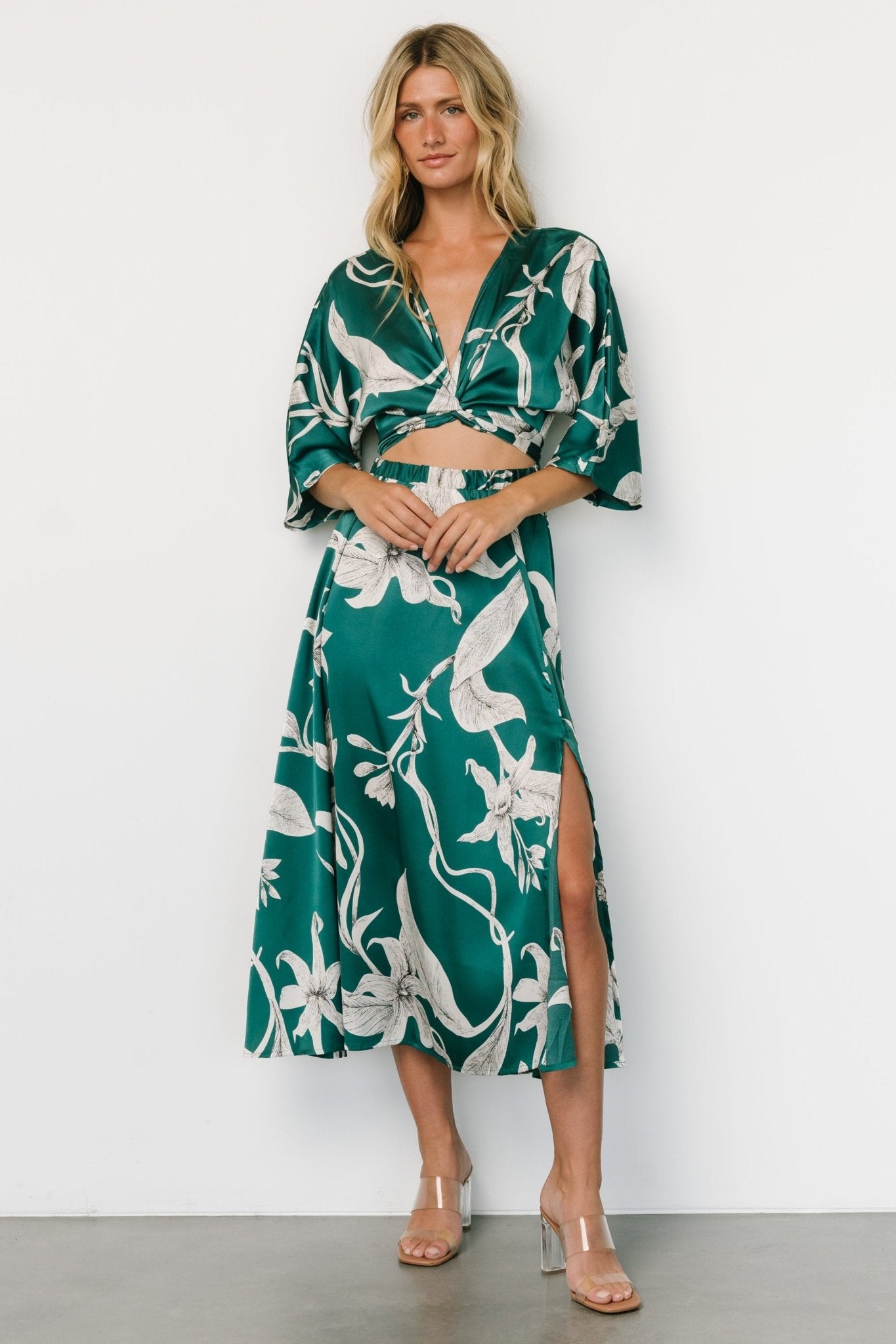 Avryll Front Tie Dress | Green Inexpensive