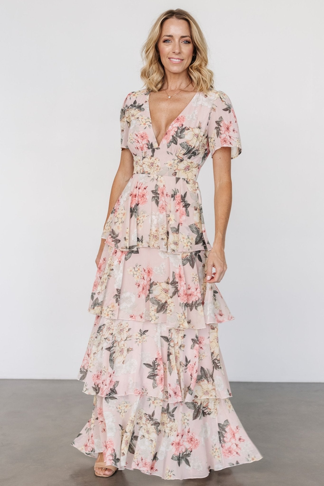 Montaigne Ruffle Maxi Dress | Pale Blush Floral Buy Cheap Pay With Paypal