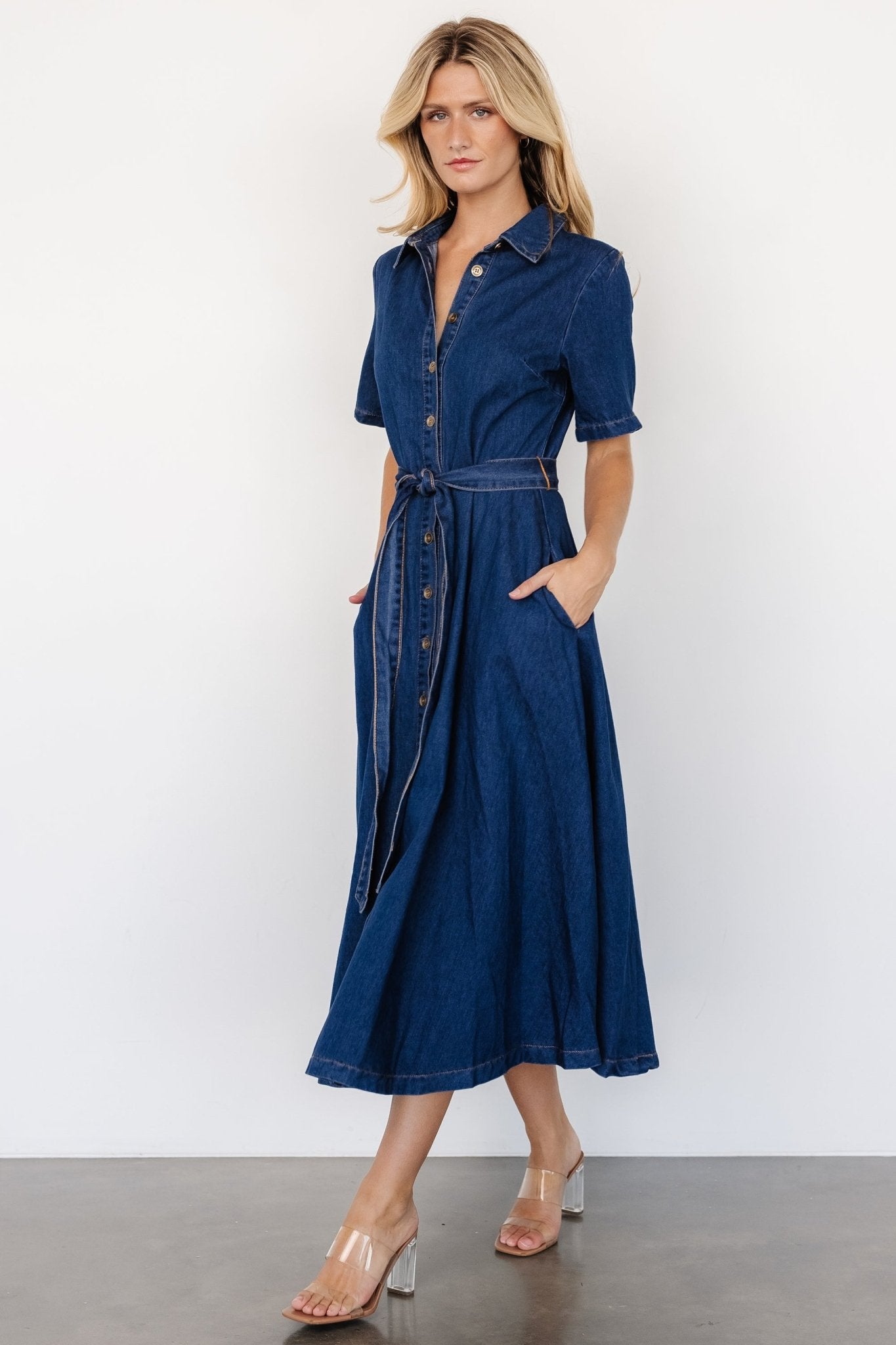 Janelle Midi Dress | Denim Blue Cheap Sale Low Pice