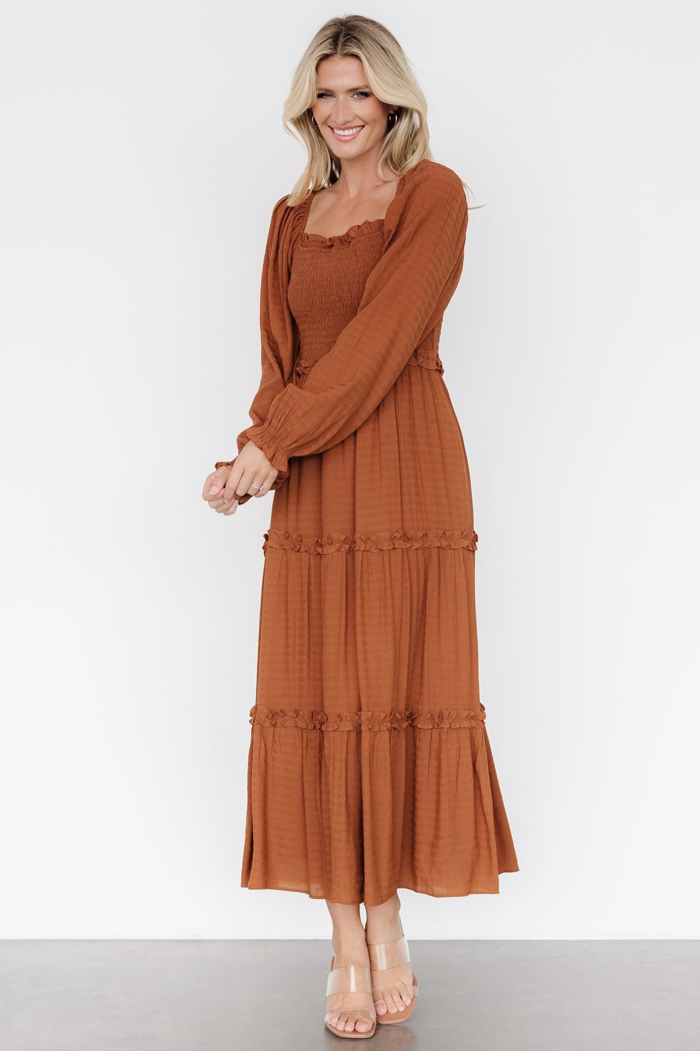 Rowan Tiered Dress | Warm Brown 100% Original Sale Online