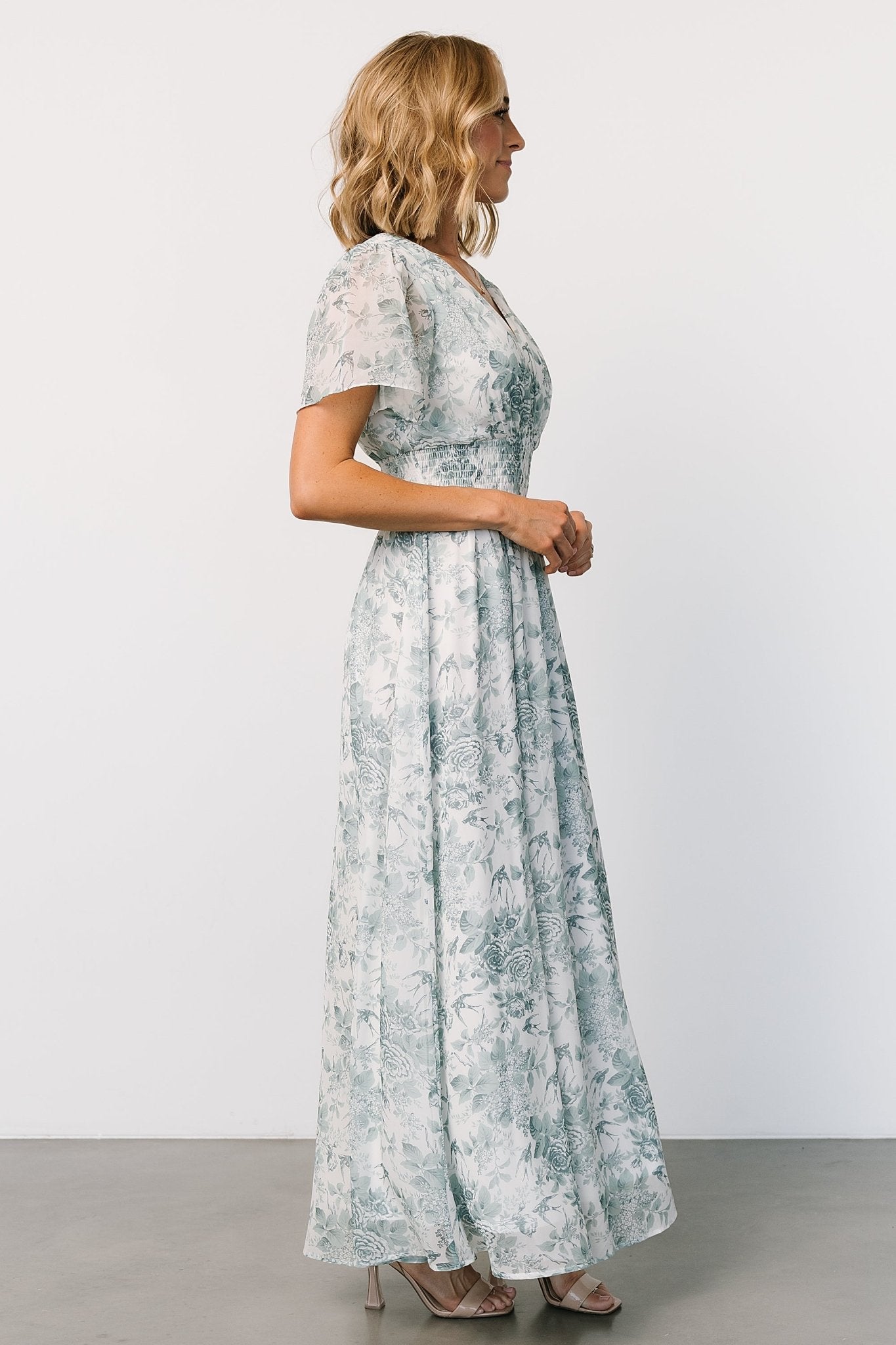 Birdie Maxi Dress | White + Sage Floral Sale Best Seller