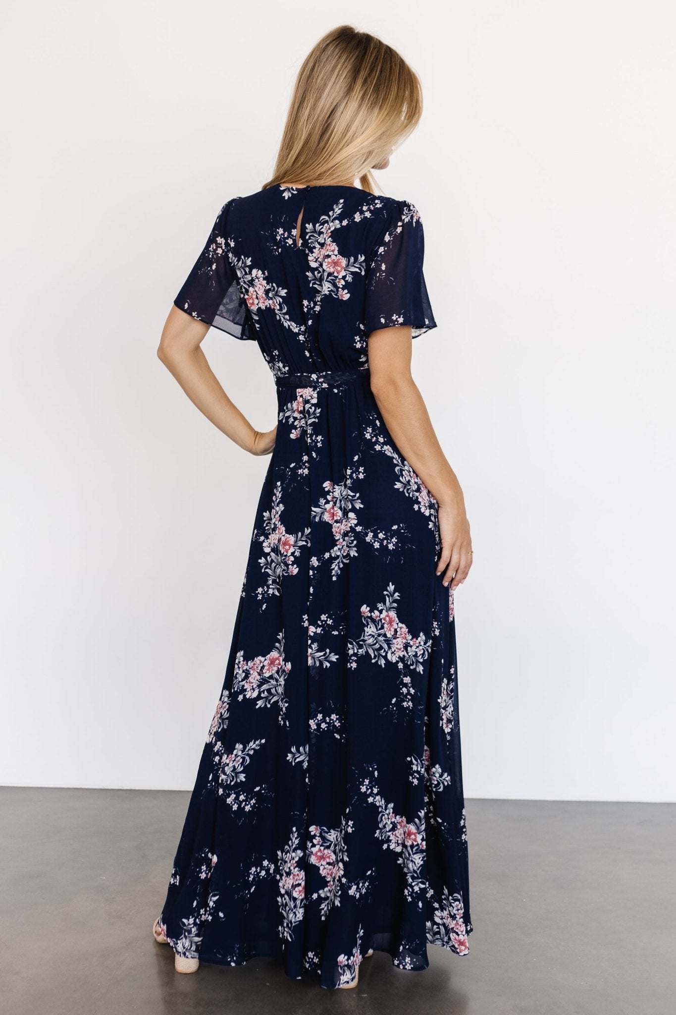 Naomi Short Sleeve Maxi Dress | Navy Floral Cheap Shop