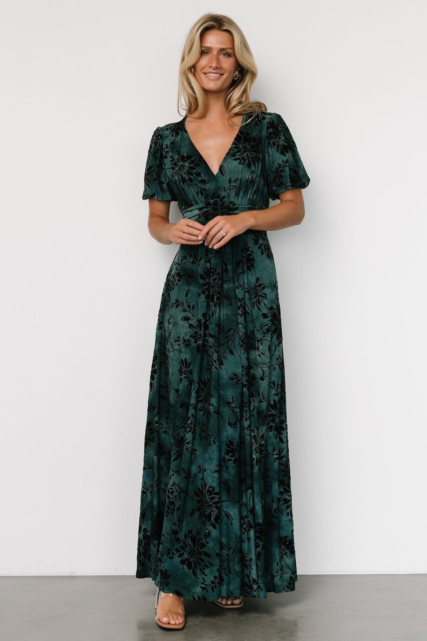 Leslie Velvet Maxi Dress | Jade + Black For Sale Cheap Online