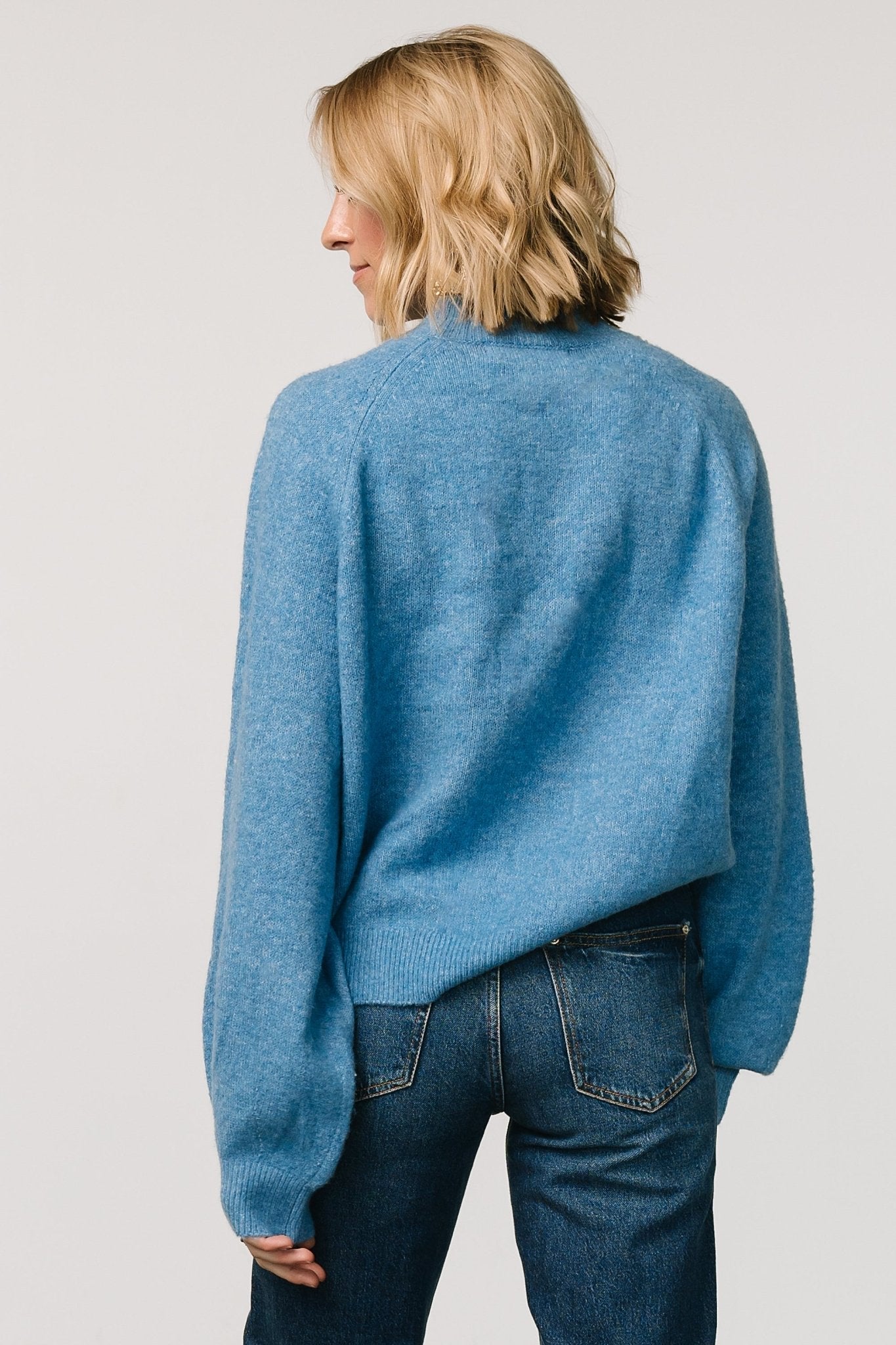 Bronson Mock Neck Sweater | Blue Tumblr Sale Online