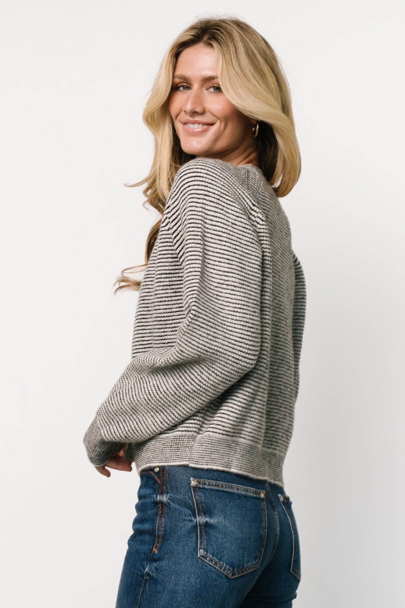 Zadie Striped Sweater | Ivory + Black Buy Cheap Latest