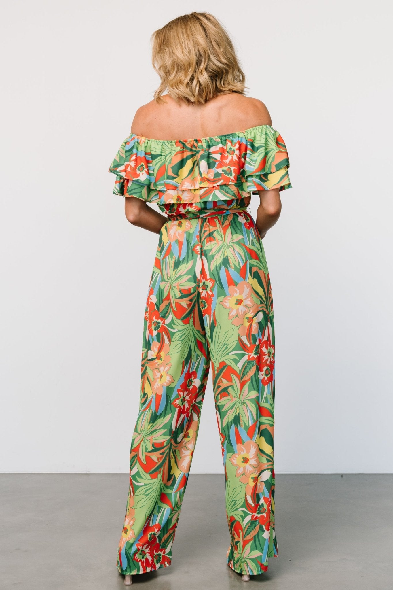 Zanzibar Off Shoulder Jumpsuit | Green Multi Low Pice Cheap Online