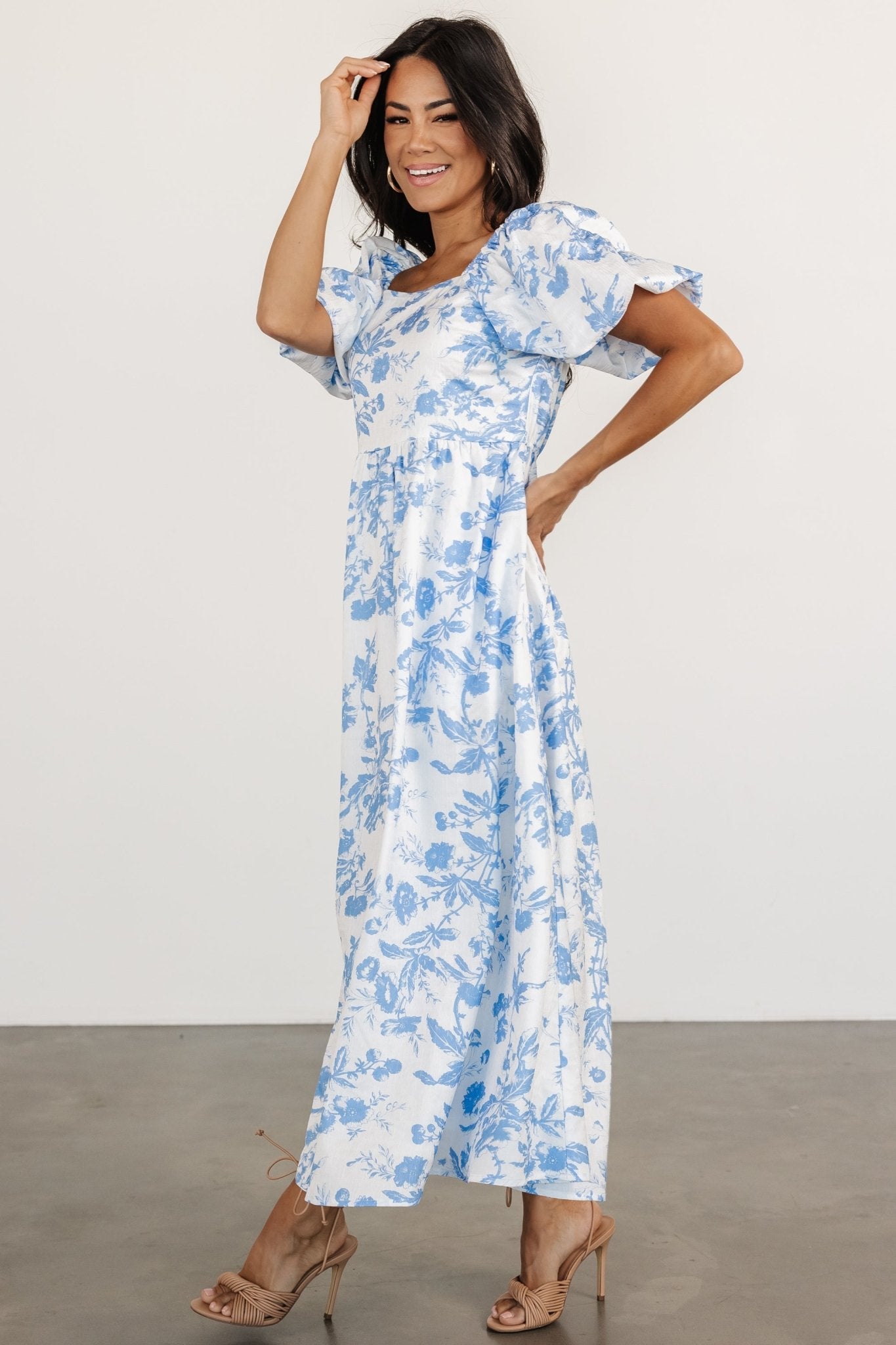 Graceland Maxi Dress | White + Blue Floral Free Shipping Fake