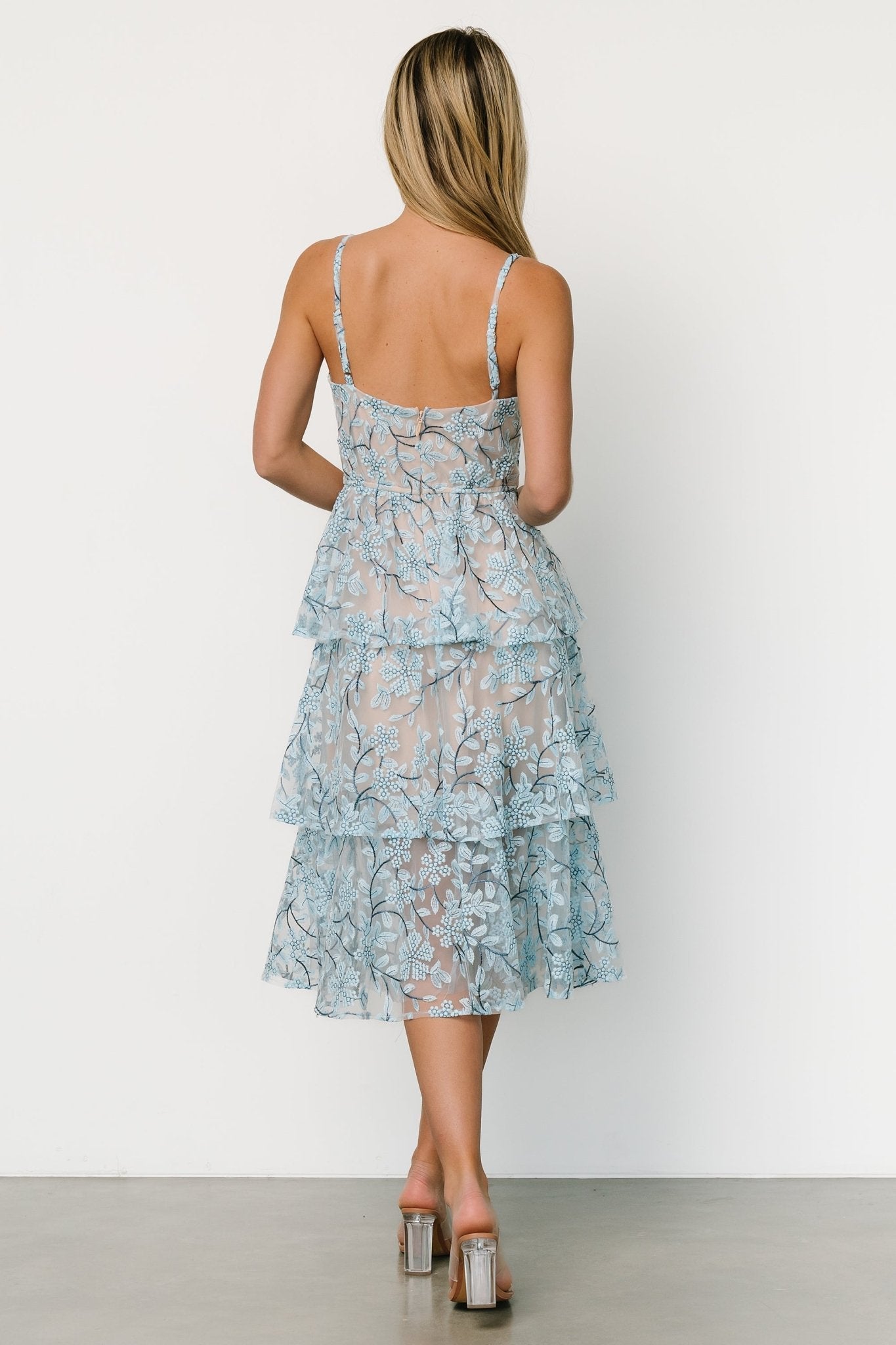 Giavanna Tiered Midi Dress | Dusty Blue Outlet For Nice