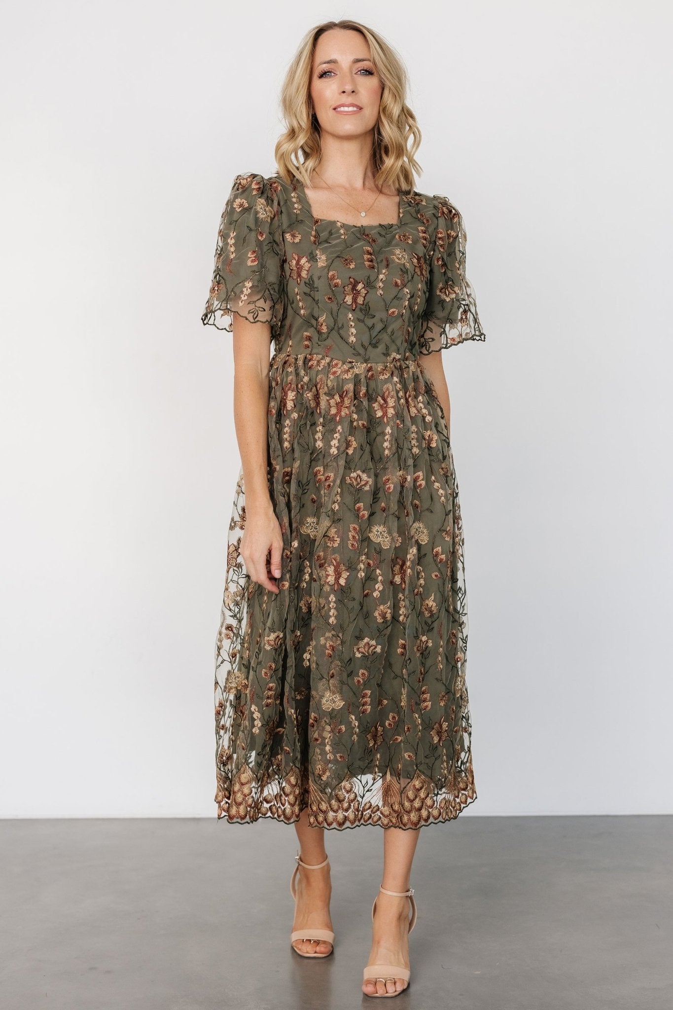 Ravenna Embroidered Dress | Olive Floral Buy Cheap Websites