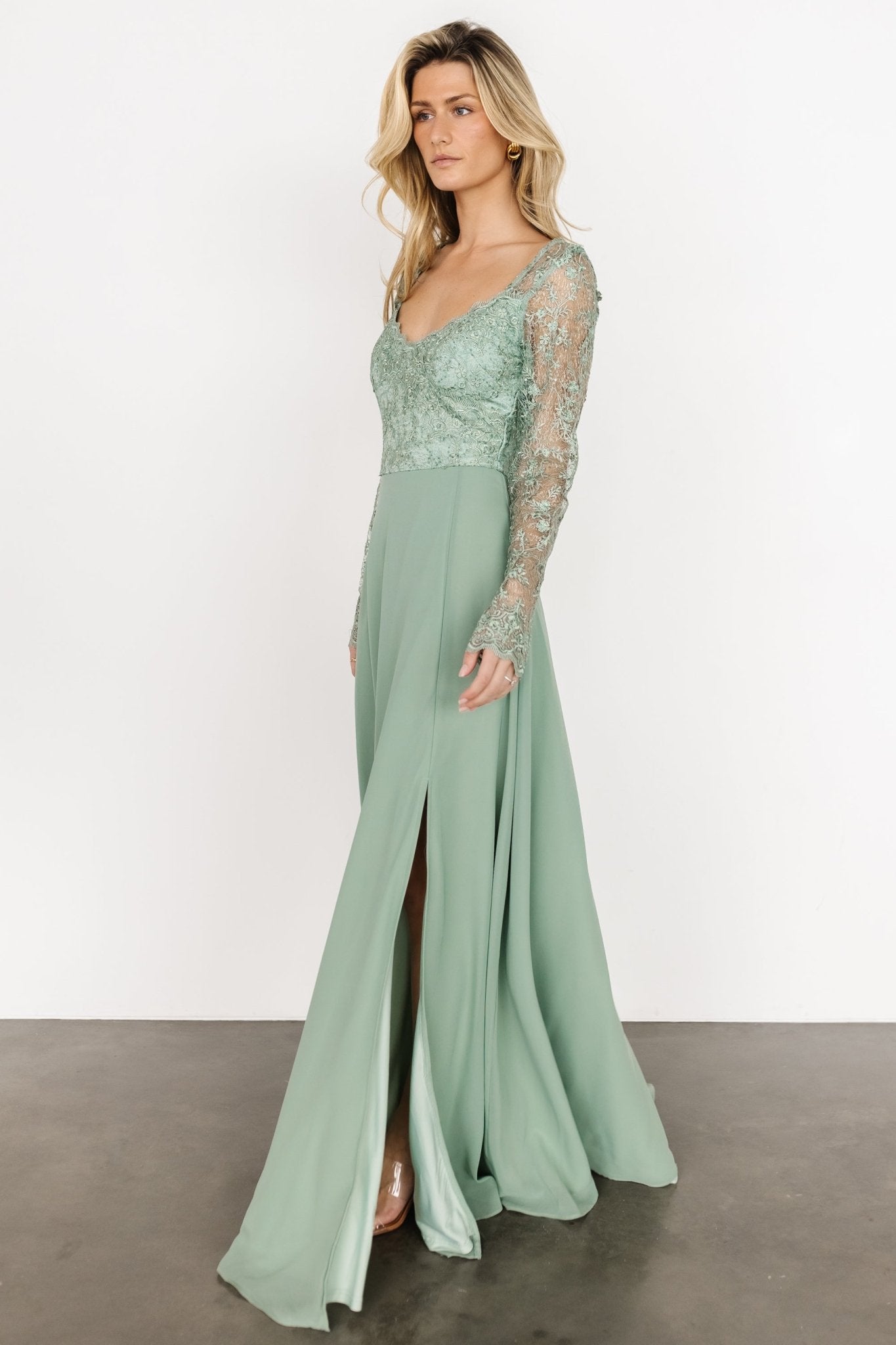 Adalaide Long Sleeve Maxi Dress | Dusty Sage Buy Cheap Popular