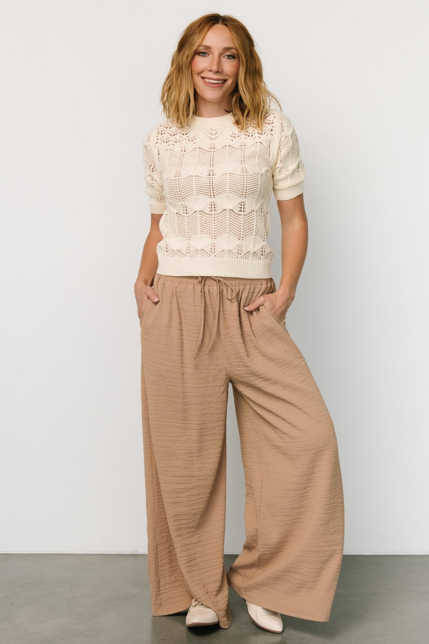 Florence Textured Pants | Beige Online Sale