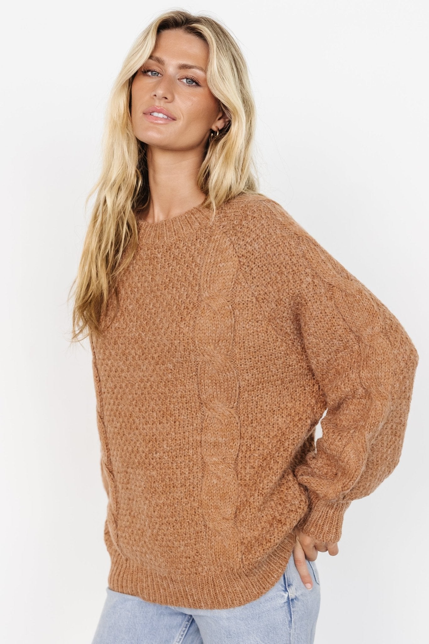 Lukas Cable Knit Sweater | Camel Cheap Official