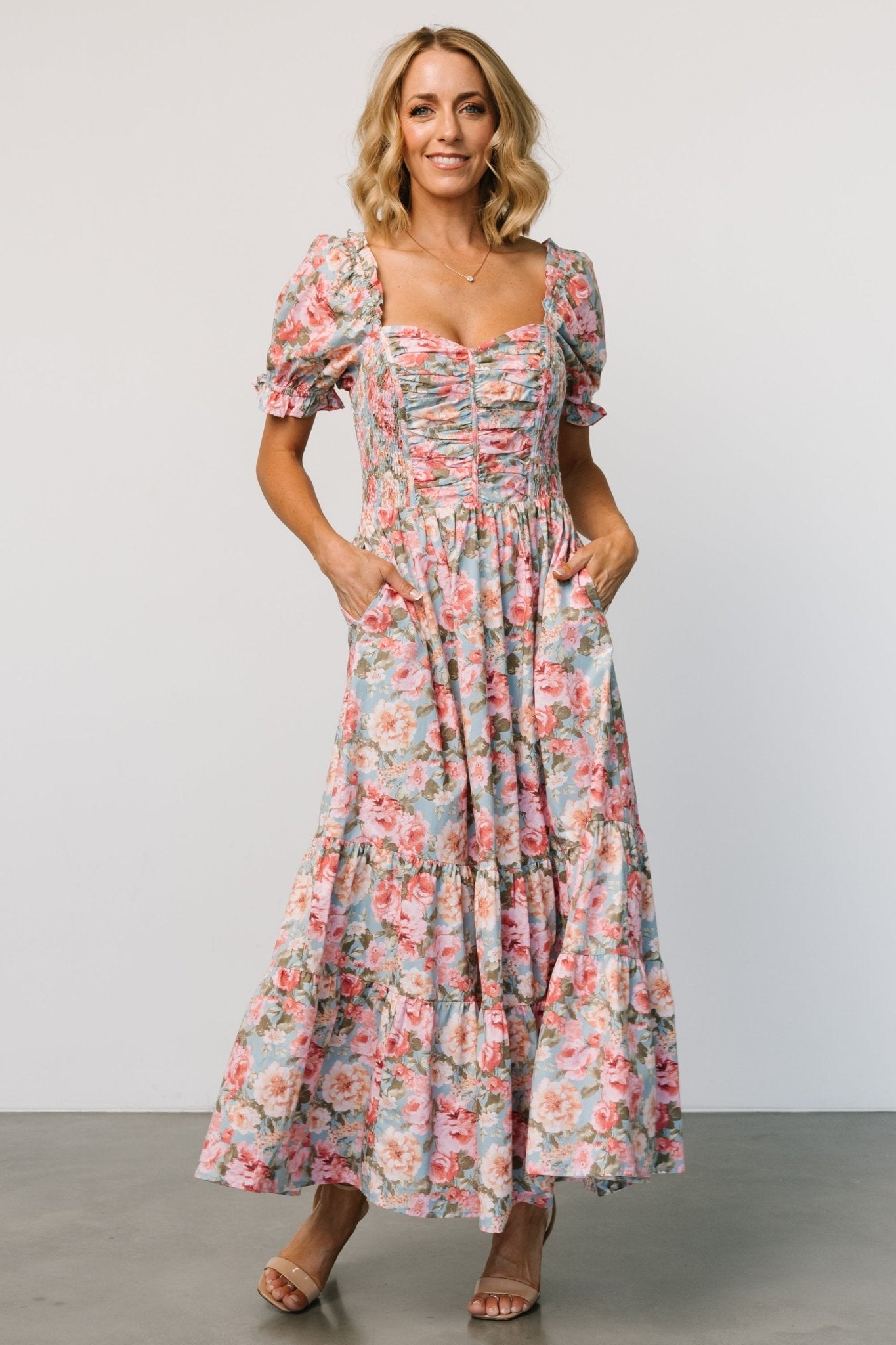 Tiana Maxi Dress | Vintage Blue + Pink Floral Cheap For Cheap