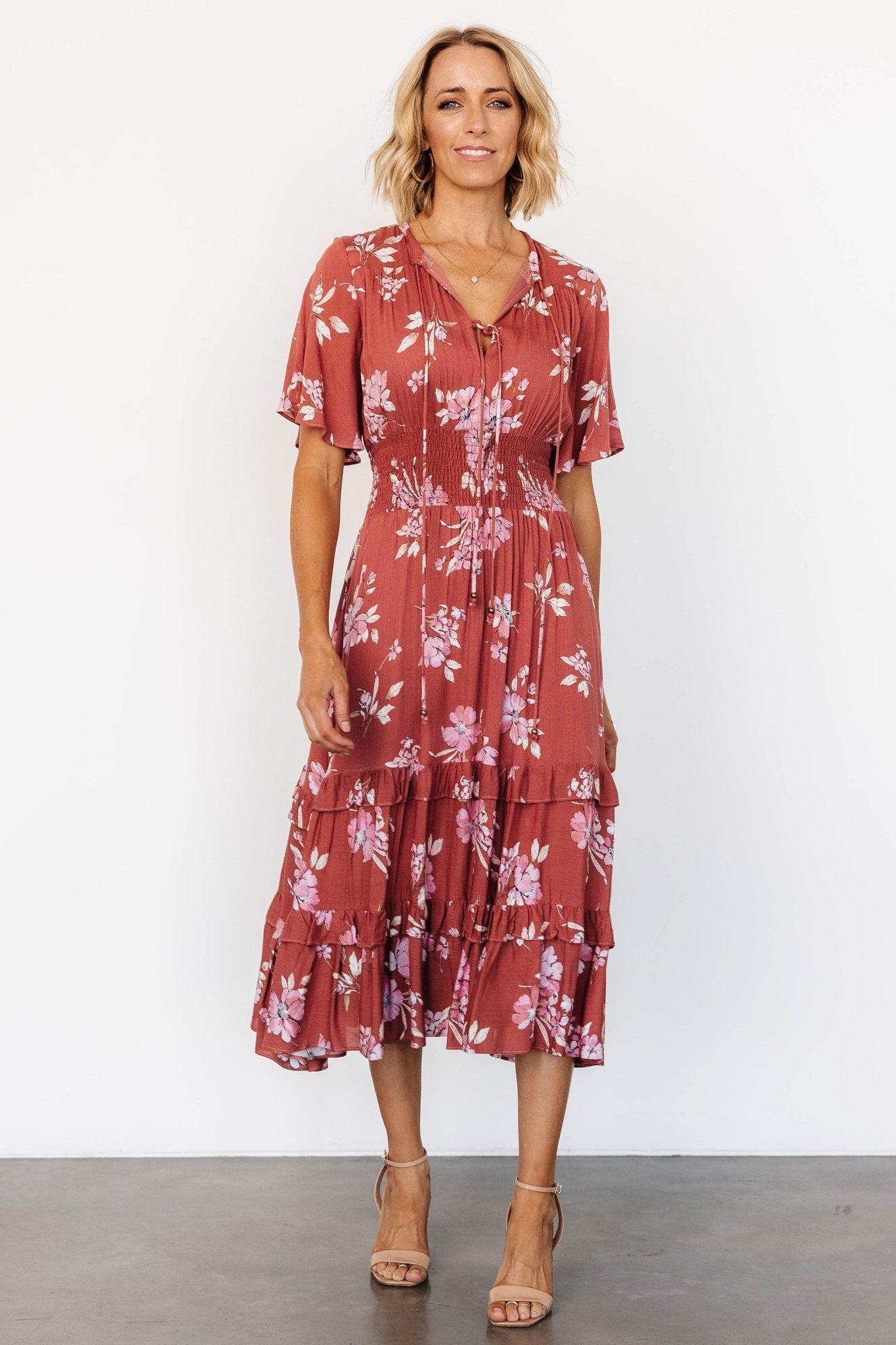 Spell Boho Midi Dress | Terracotta Floral Cheap Sale Many Kinds Of