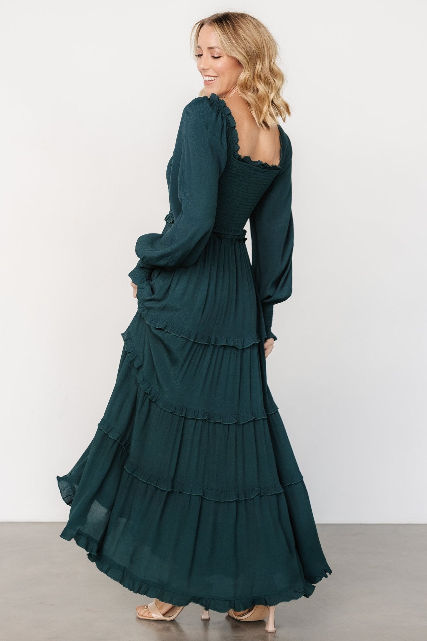 Lana Smocked Maxi Dress | Dark Green Grey Outlet Store Online