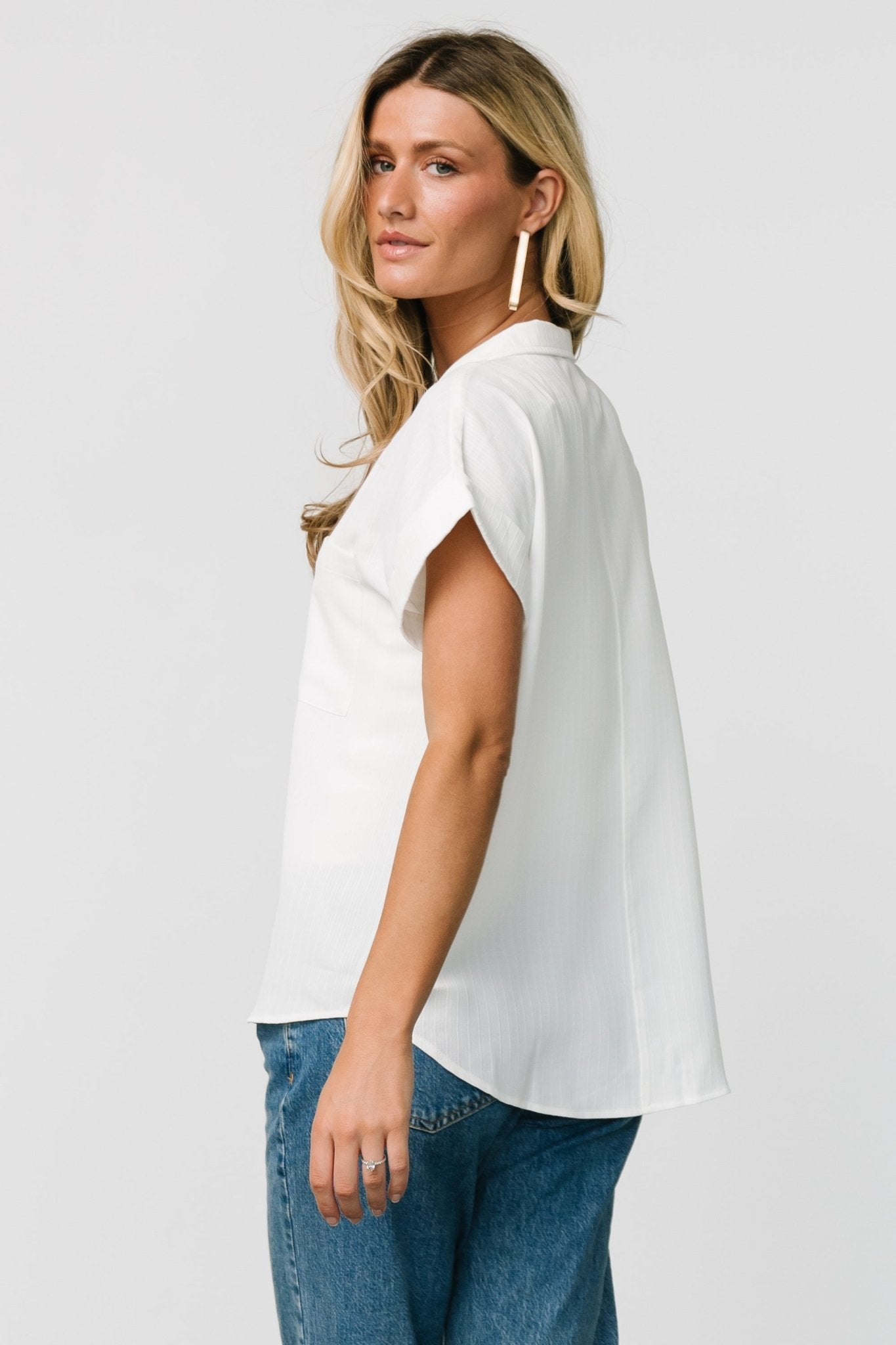 Shaylee Button Up Top | Off White Cheap Sale Visit