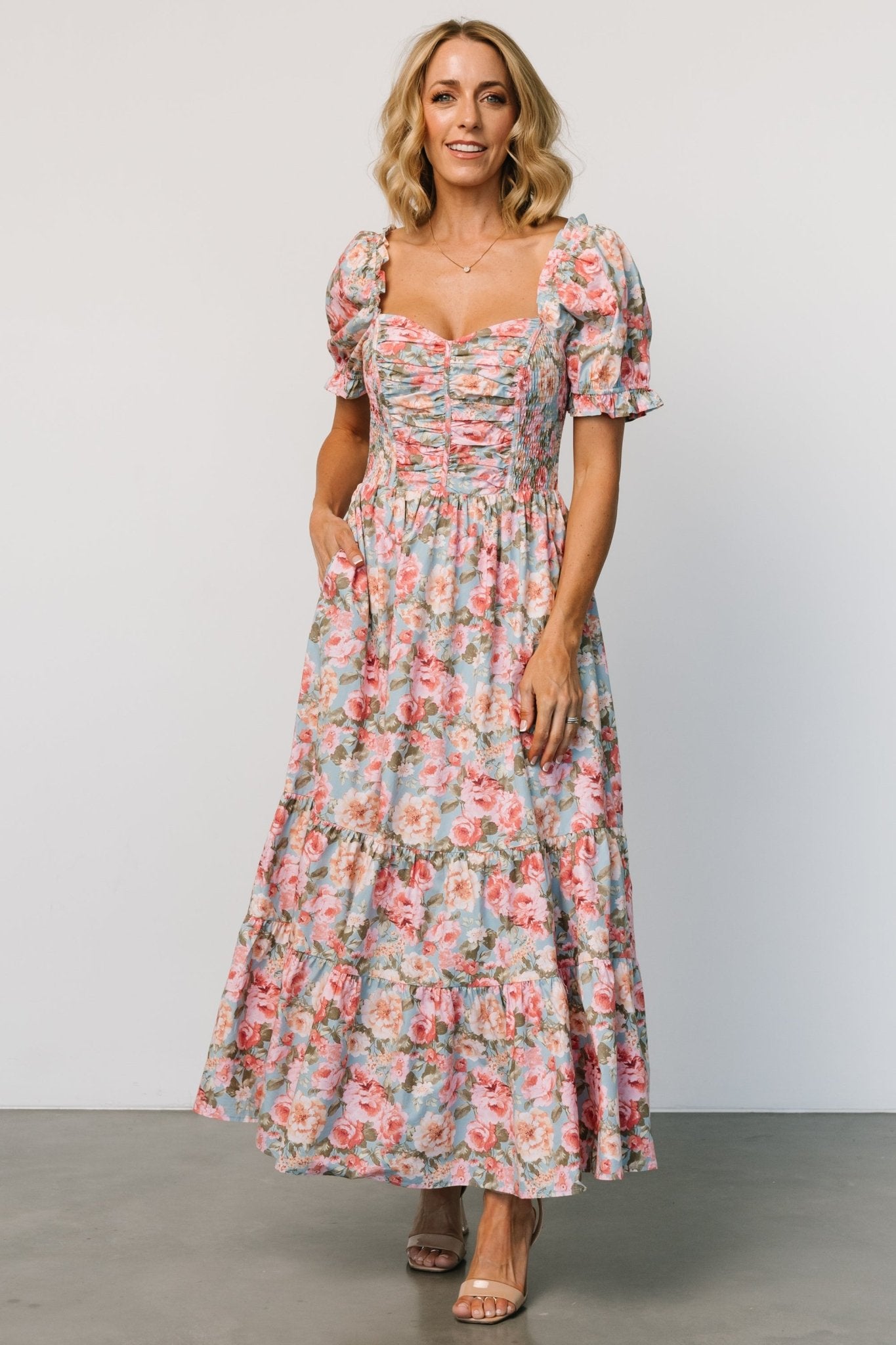 Tiana Maxi Dress | Vintage Blue + Pink Floral Cheap For Cheap