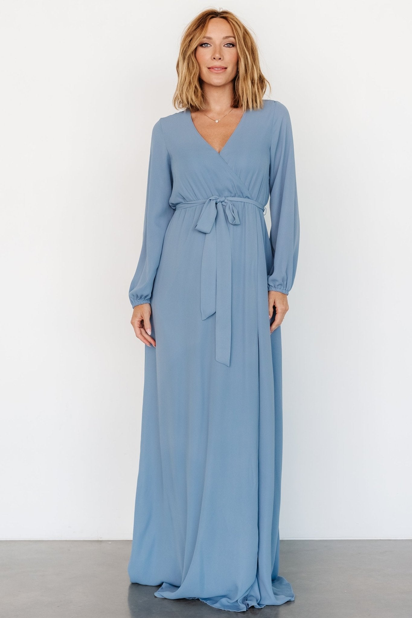 Breanne Faux Wrap Maxi Dress | Slate Blue Cheap Sale Fashionable