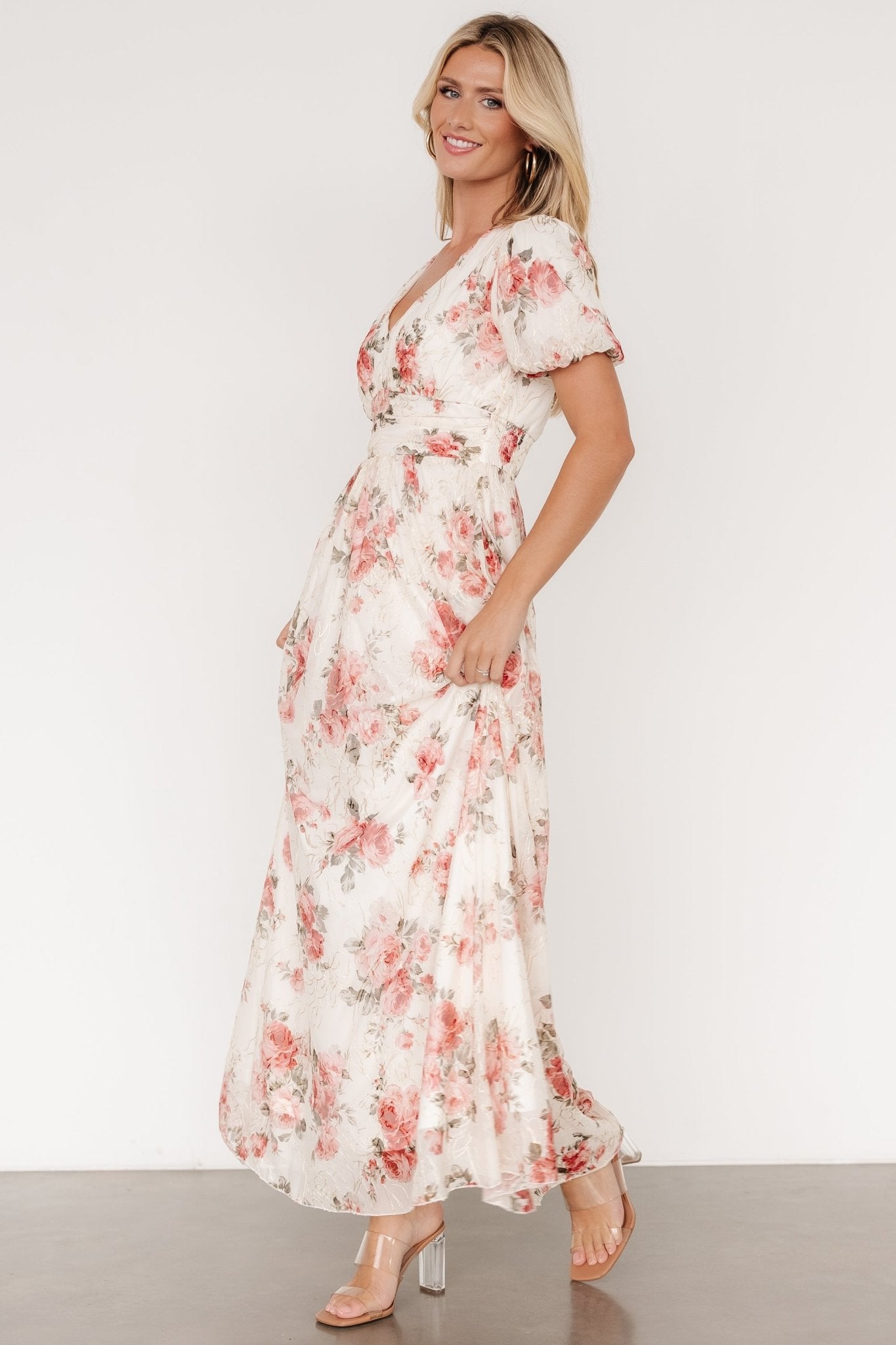 Ardley Maxi Dress | Cream + Rose Floral Top Quality Cheap Pice