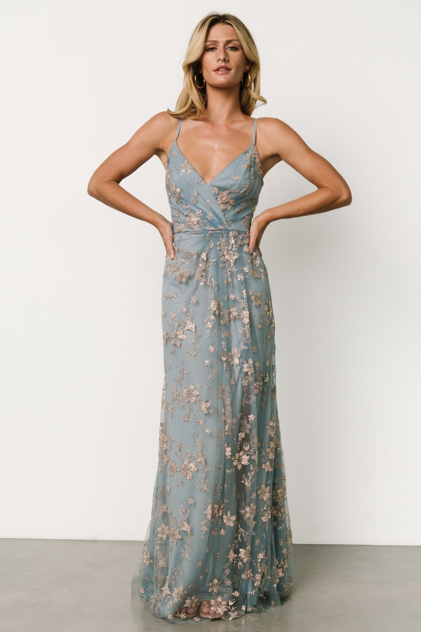 Marcia Sparkle Gown | Light Blue + Rose Gold Buy Cheap Discounts