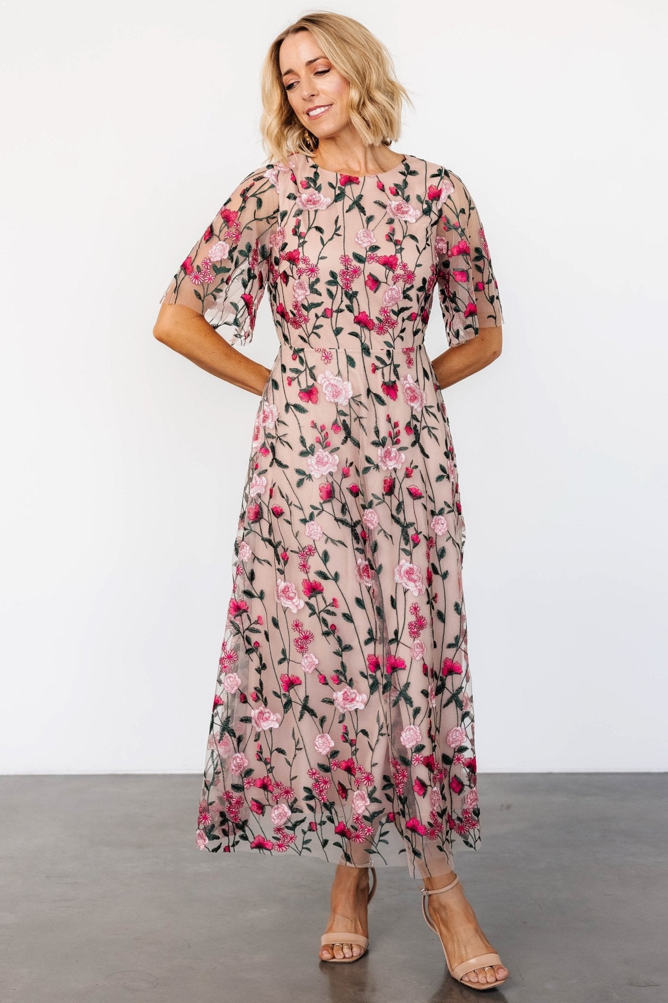 Arabella Embroidered Tulle Maxi Dress | Rose Garden For Cheap