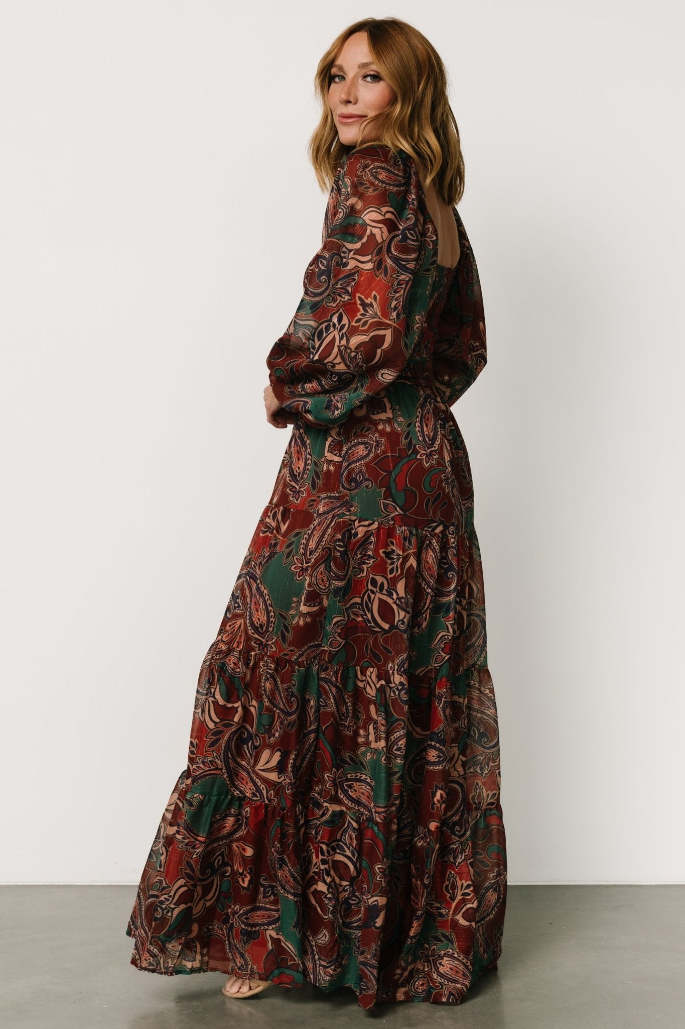 Livia Maxi Dress | Dark Green + Wine Multi Best Sale Cheap Online