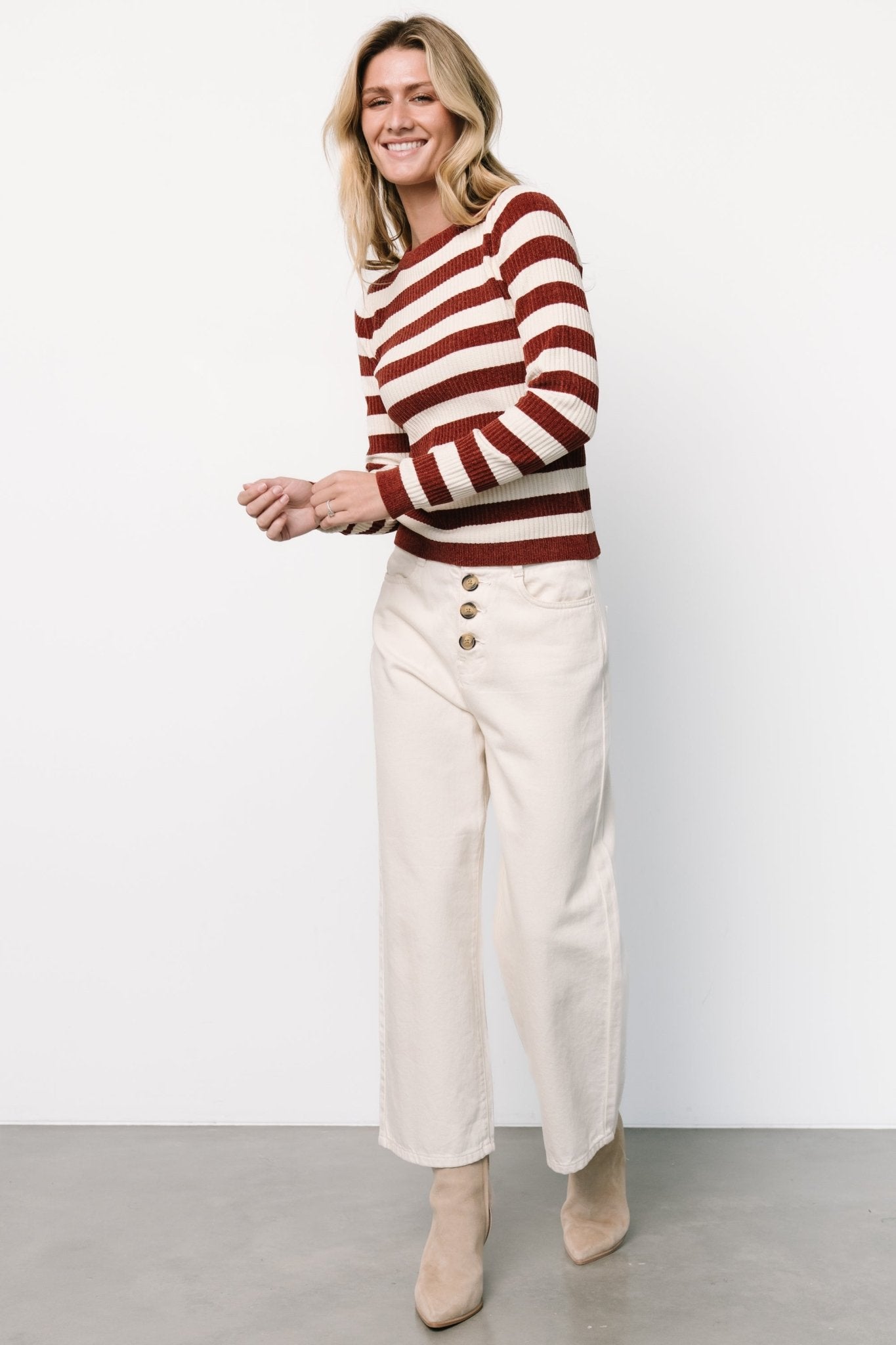 Milwaukee Striped Sweater | Burgundy + Ivory Cheapest For Sale