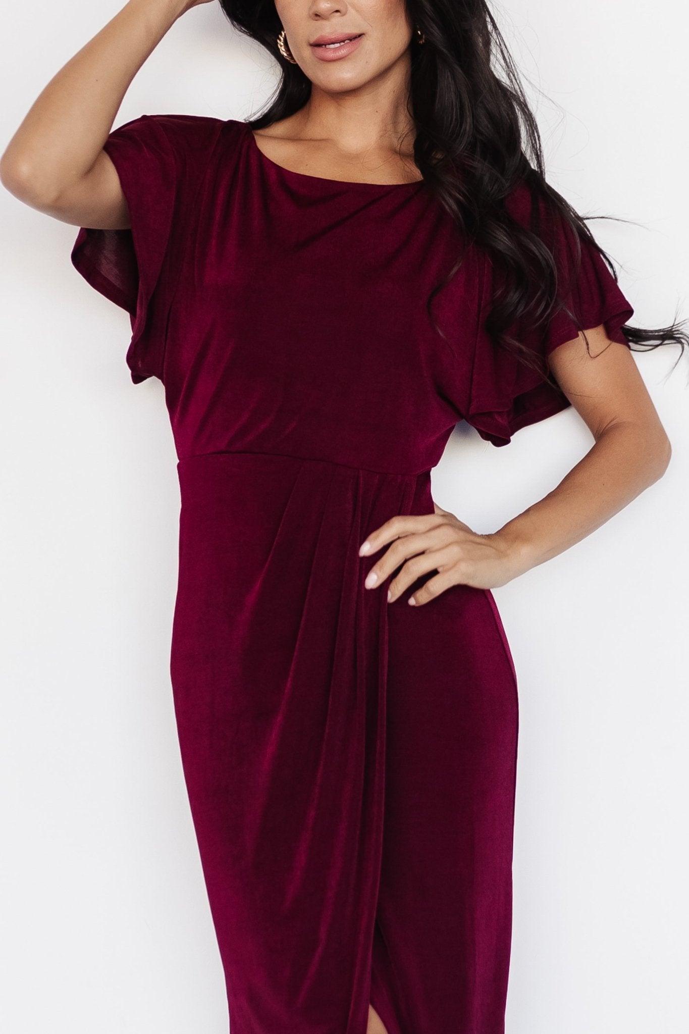 Mercy Midi Dress | Burgundy Best Pices Online