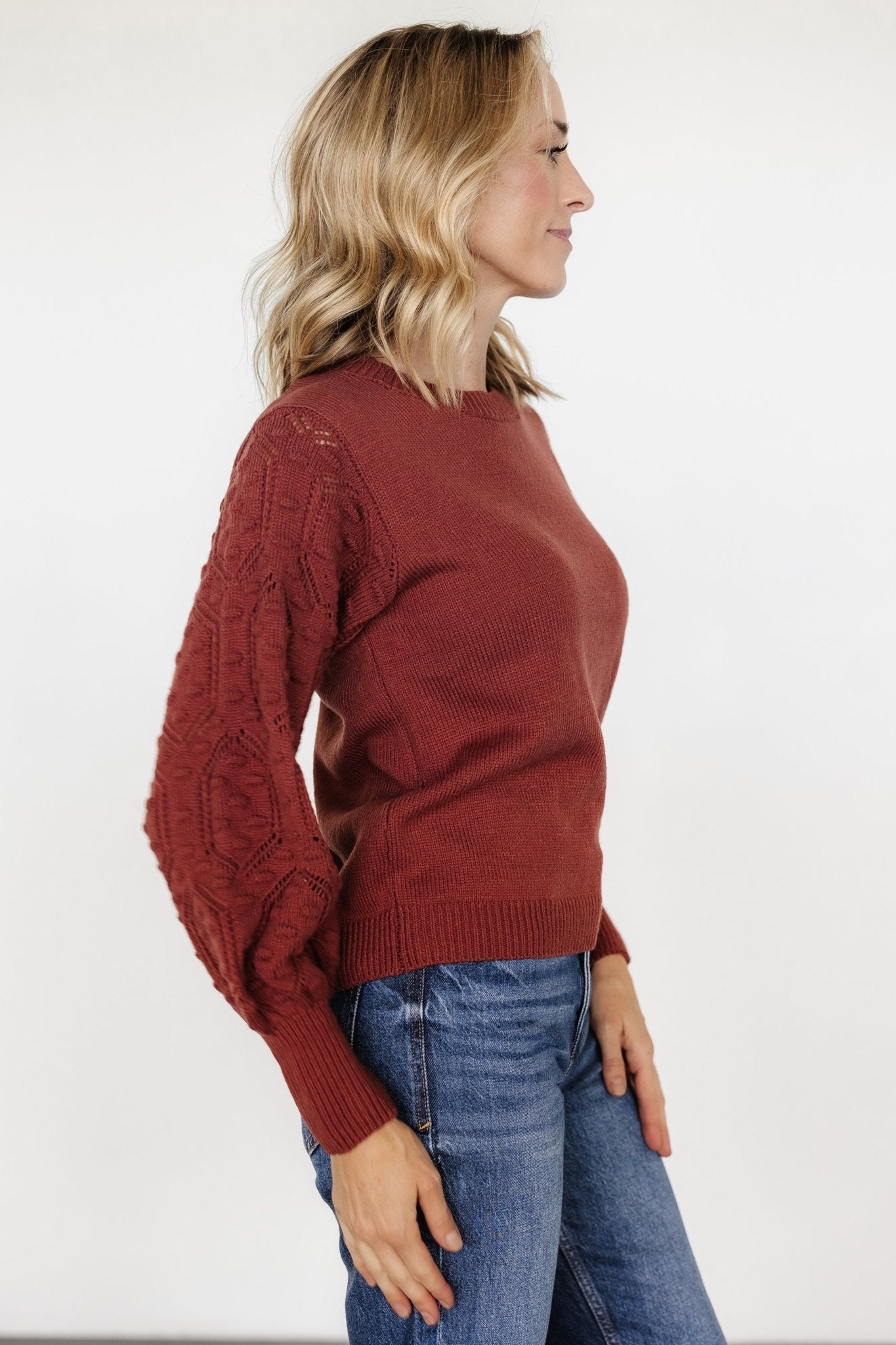 Devri Pointelle Sweater | Rust Geniue Stockist Cheap Online