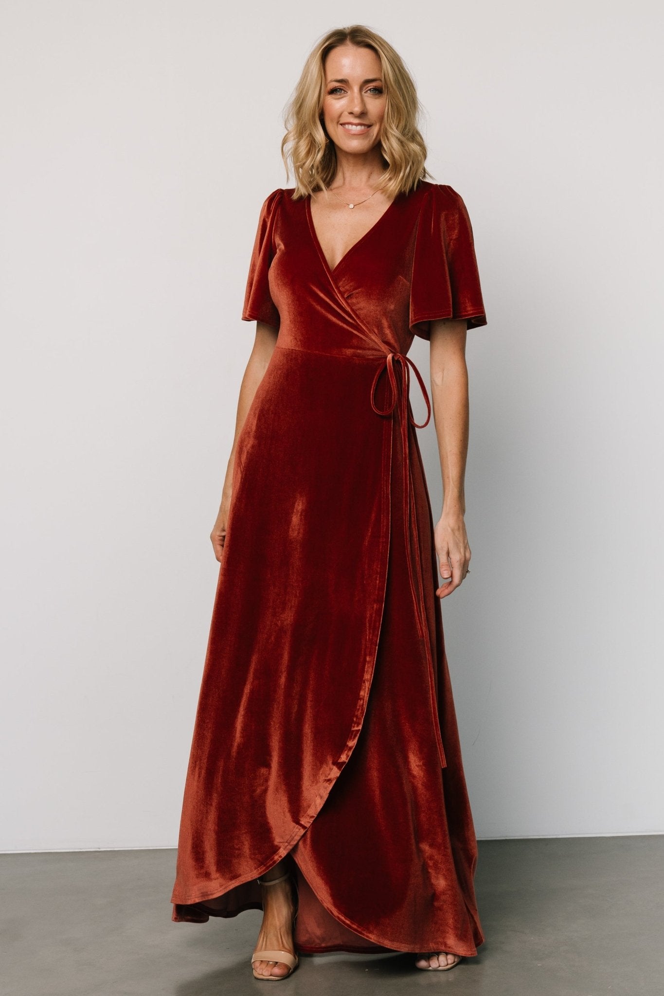 Katelyn Velvet Maxi Wrap Dress | Cinnamon Cheap Amazon