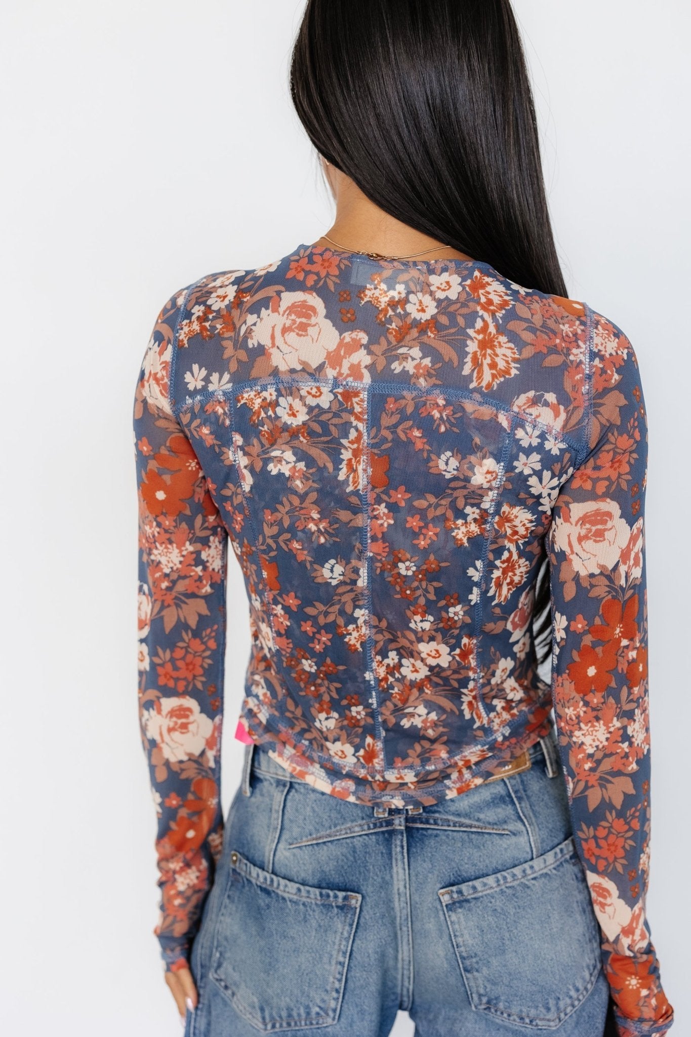 Jaynie Sheer Top | Slate Floral Discount Many Kinds Of