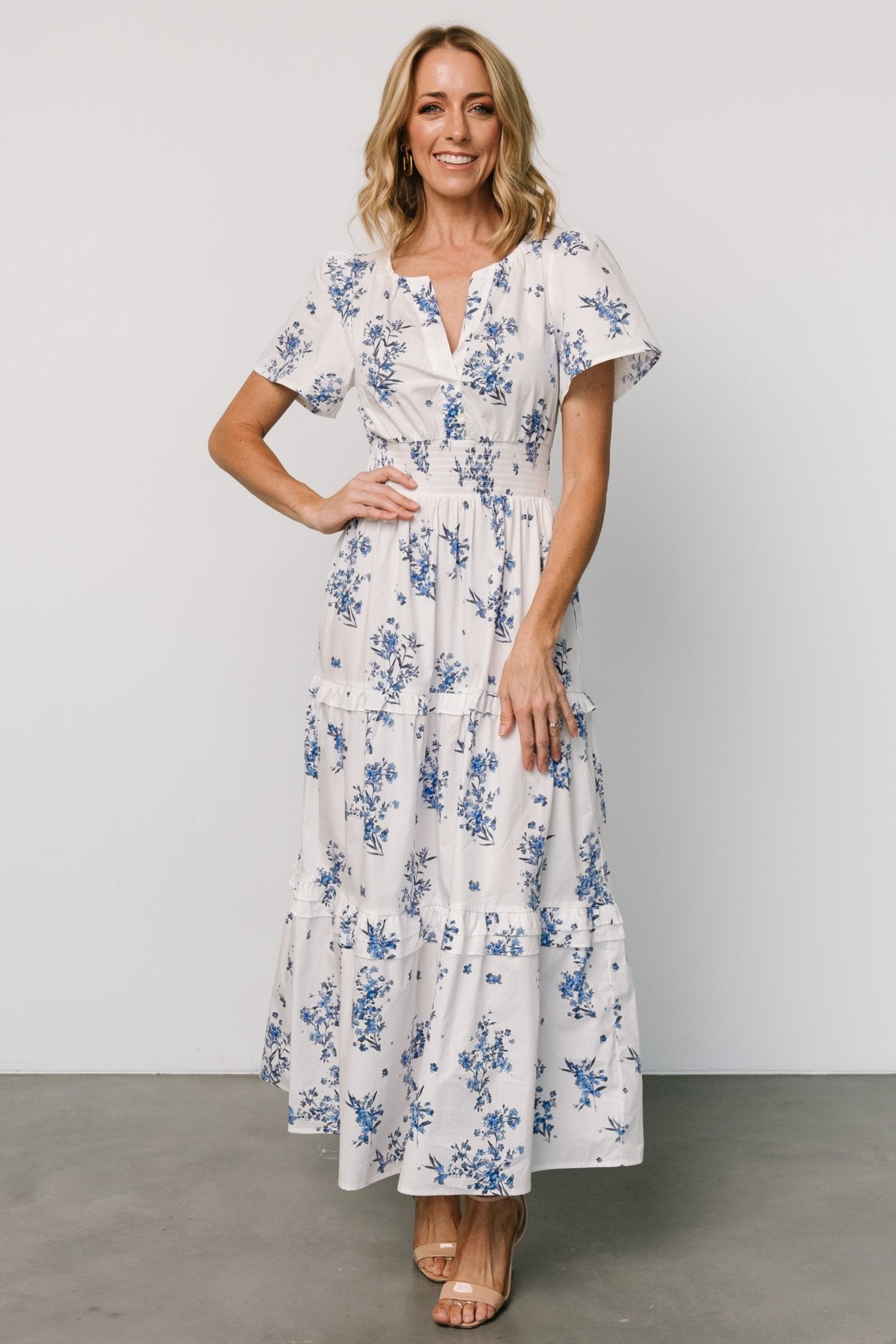 Kiana Poplin Maxi Dress | Off White + Blue Sale Wiki