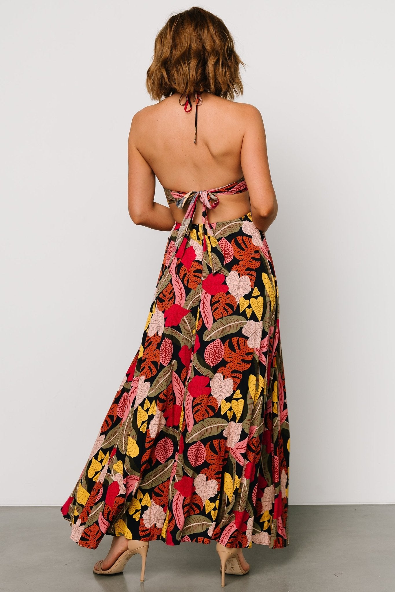 Kota Halter Maxi Dress | Navy Multi Print Grey Outlet Store Online