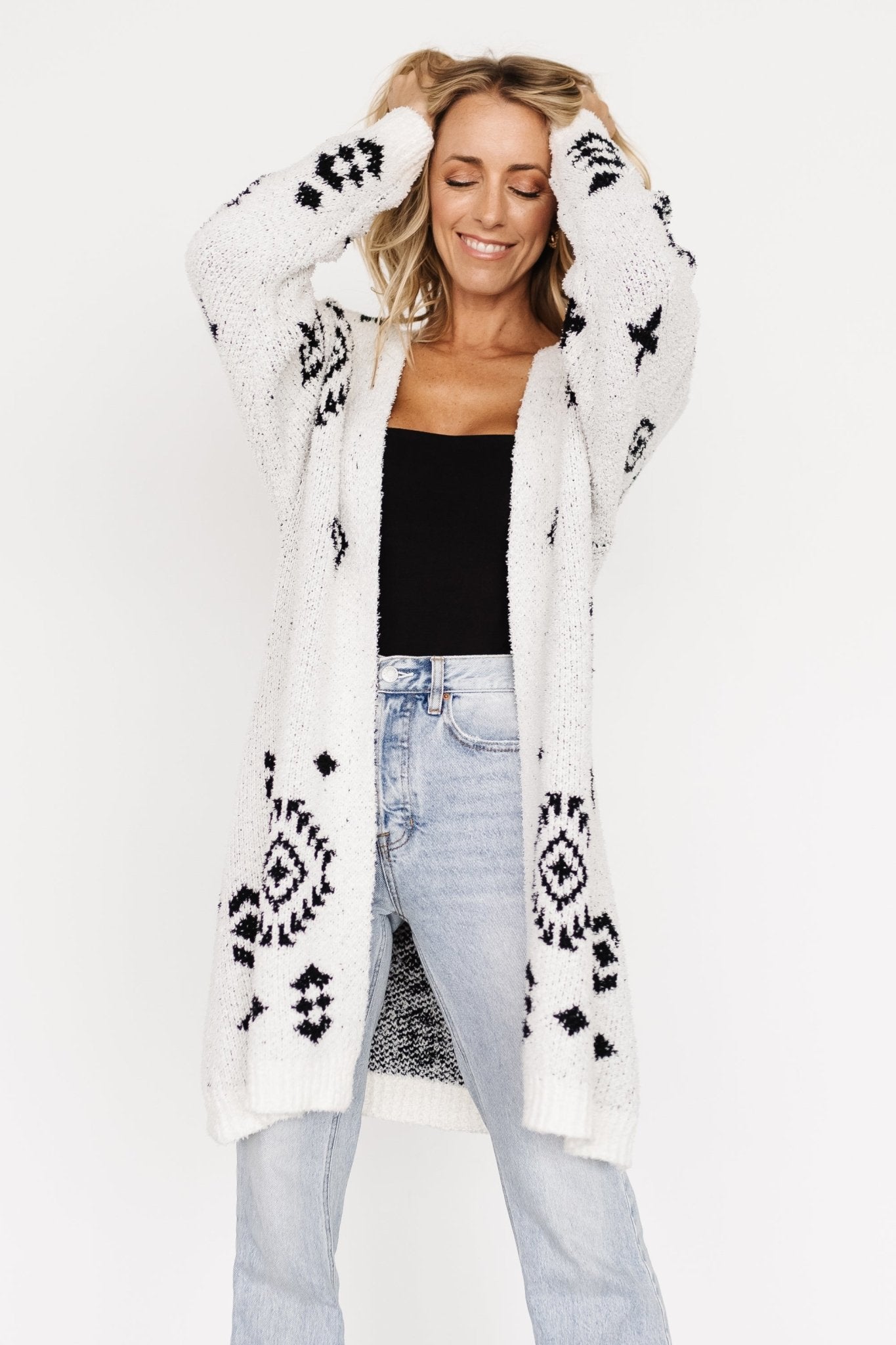 Missoula Oversized Cardigan | Off White + Black Sale For Cheap