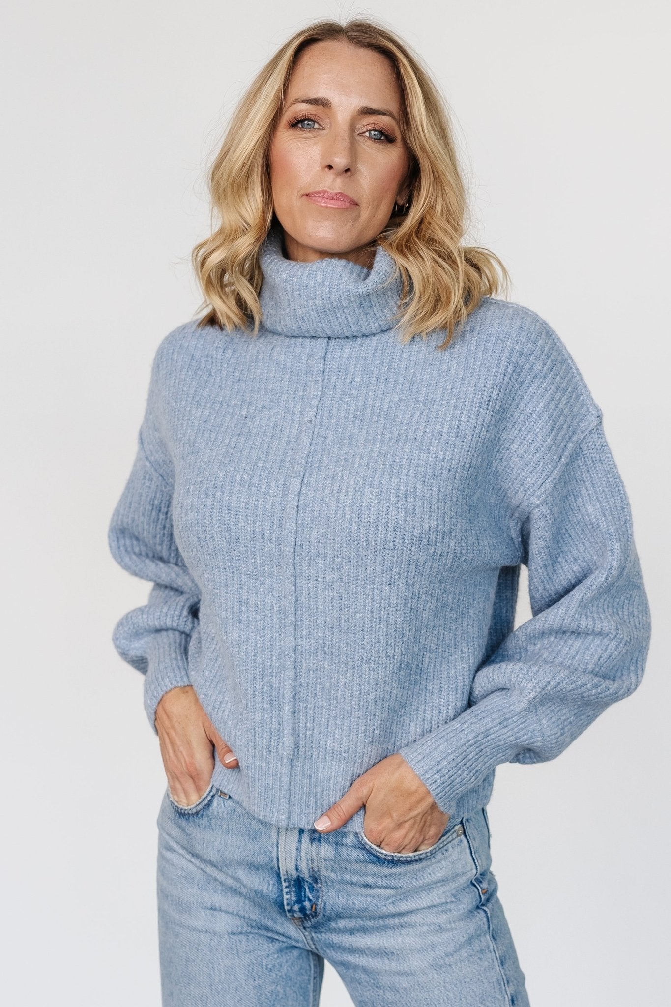 Frannie Knit Turtleneck Sweater | Blue Finishline For Sale