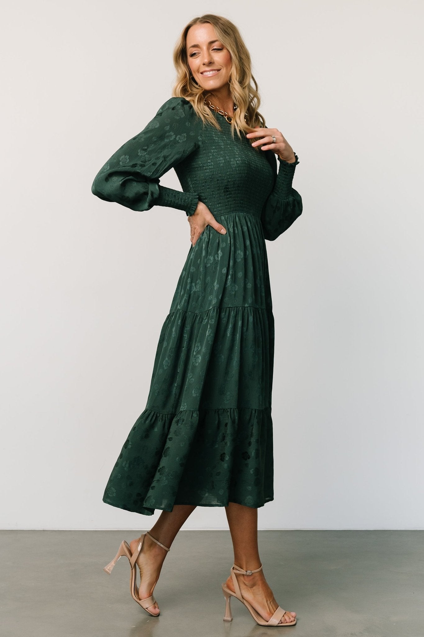 Stockholm Smocked Dress | Dark Green Free Shipping 2025 Unisex