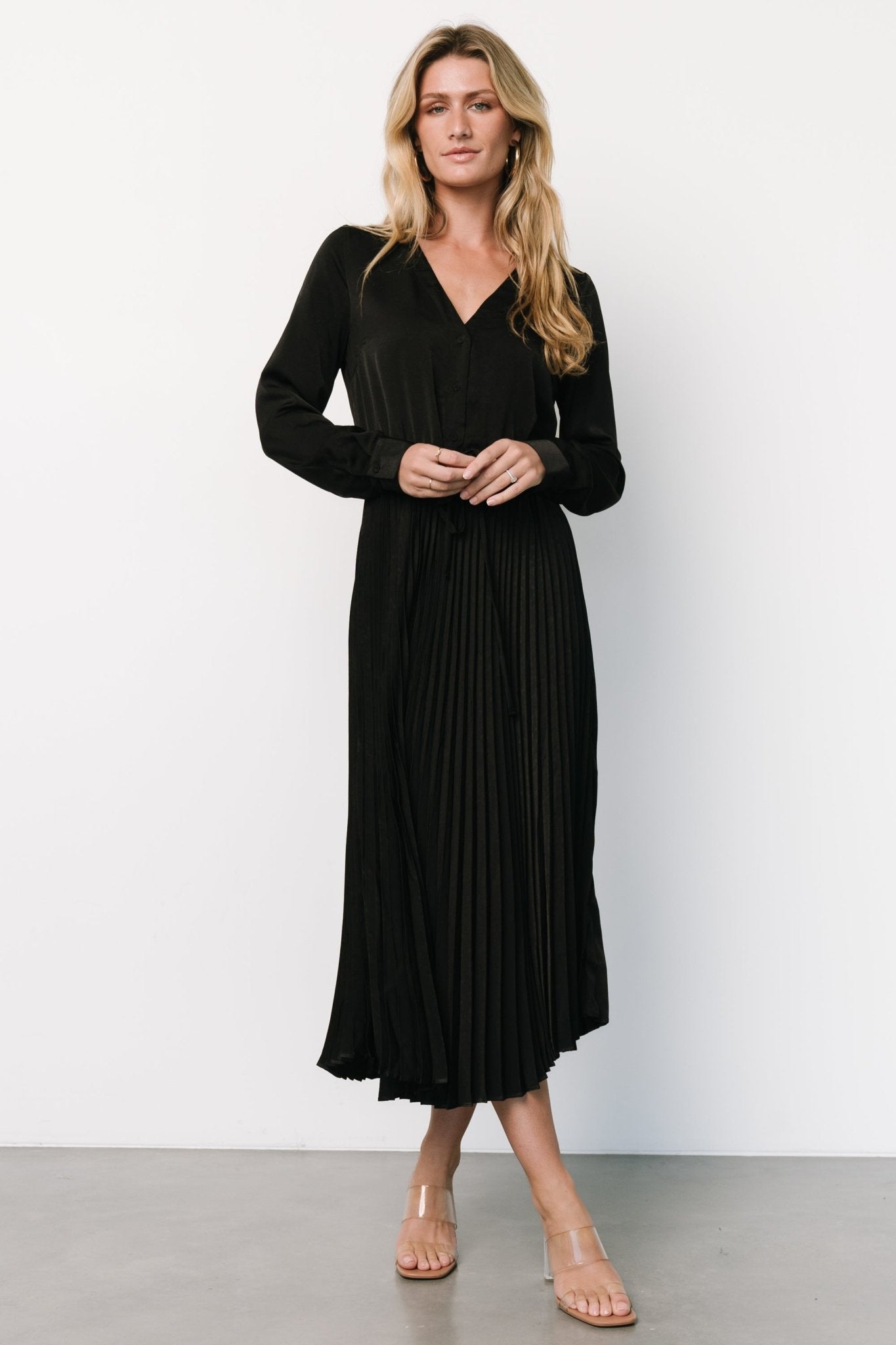 Waco Pleated Dress | Black High Quality Buy Online