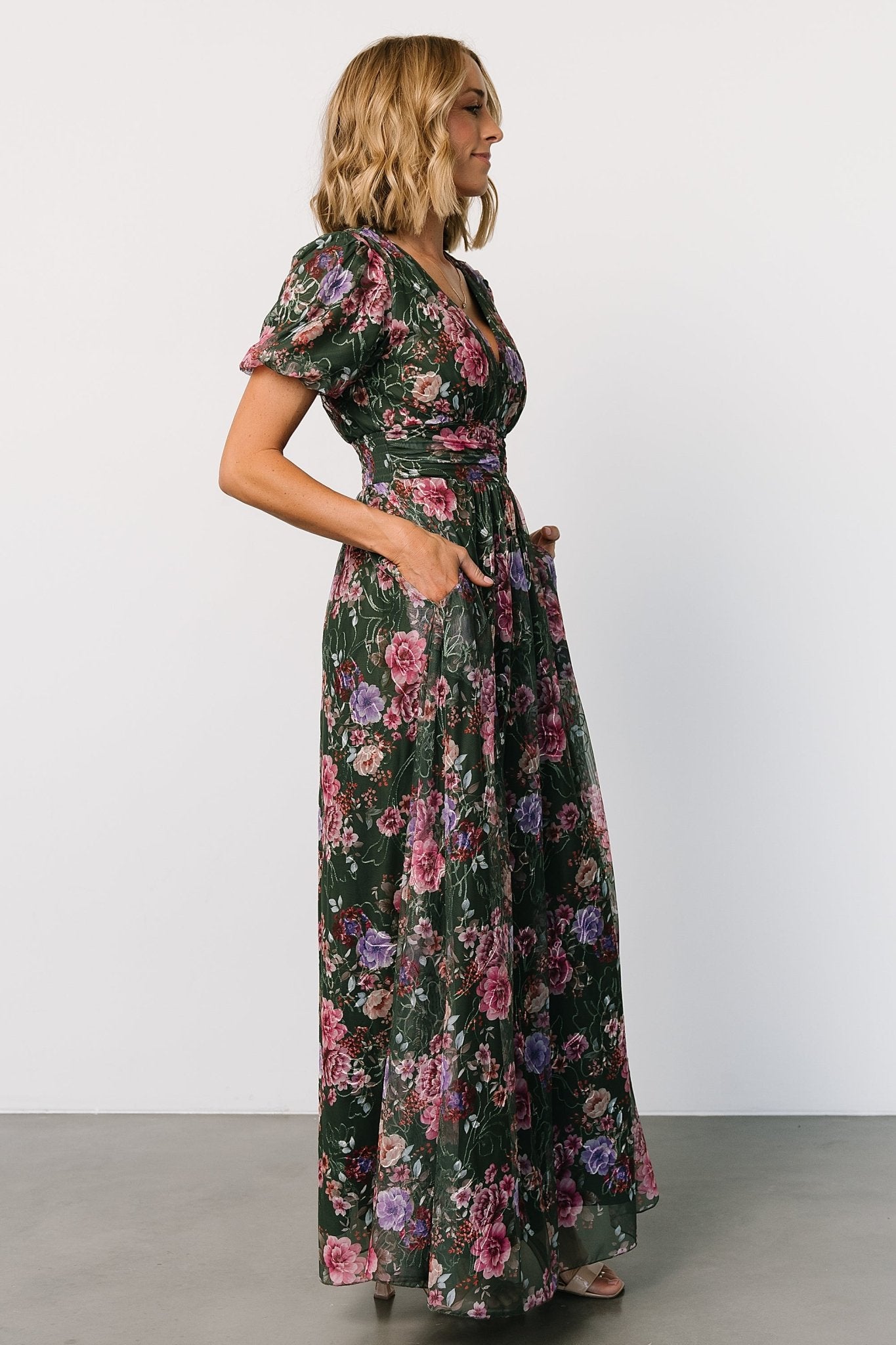 Ardley Maxi Dress | Green + Pink Floral View Cheap Online