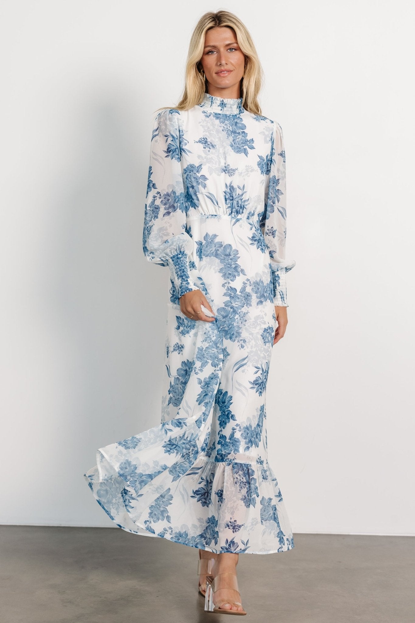 Luciana Maxi Dress | Off White + Blue Discount 2025 New